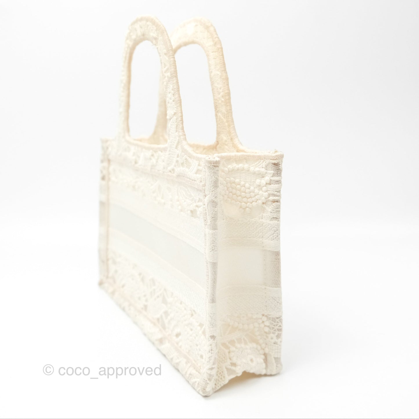 Dior Mini Book Tote Natural Macramé-Effect Embroidery