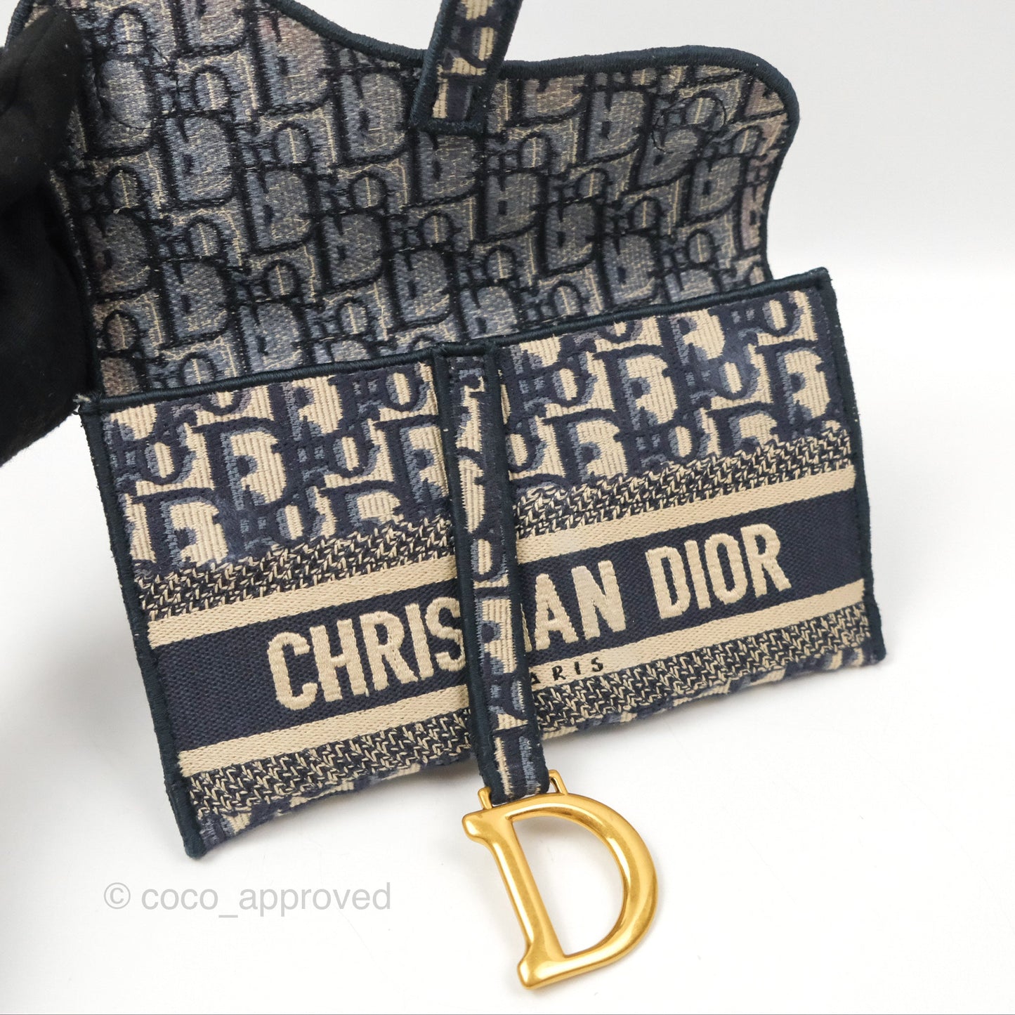 Christian Dior Navy Oblique Slim Saddle Pouch