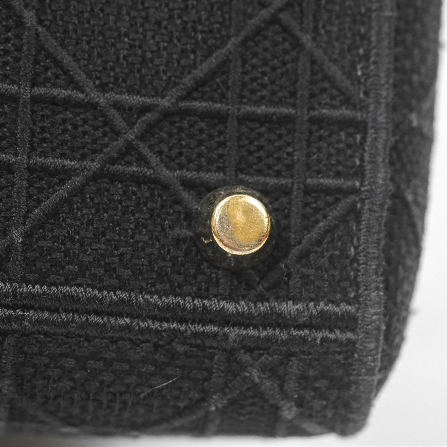 Christian Dior Medium Lady D-Lite Bag Black Cannage Embroidery Gold Hardware