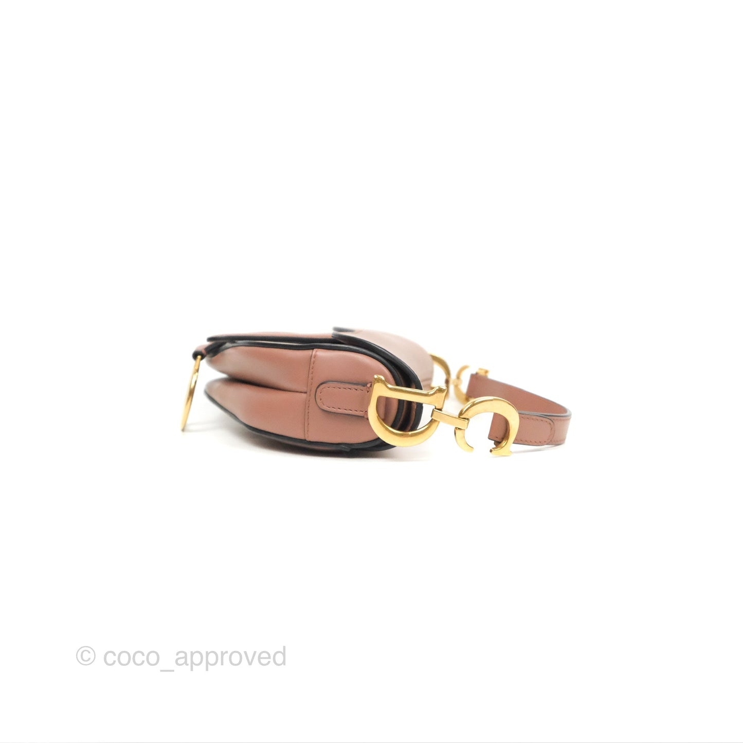 Christian Dior Mini Saddle Bag Rose Taupe Grained Calfskin Gold Hardware