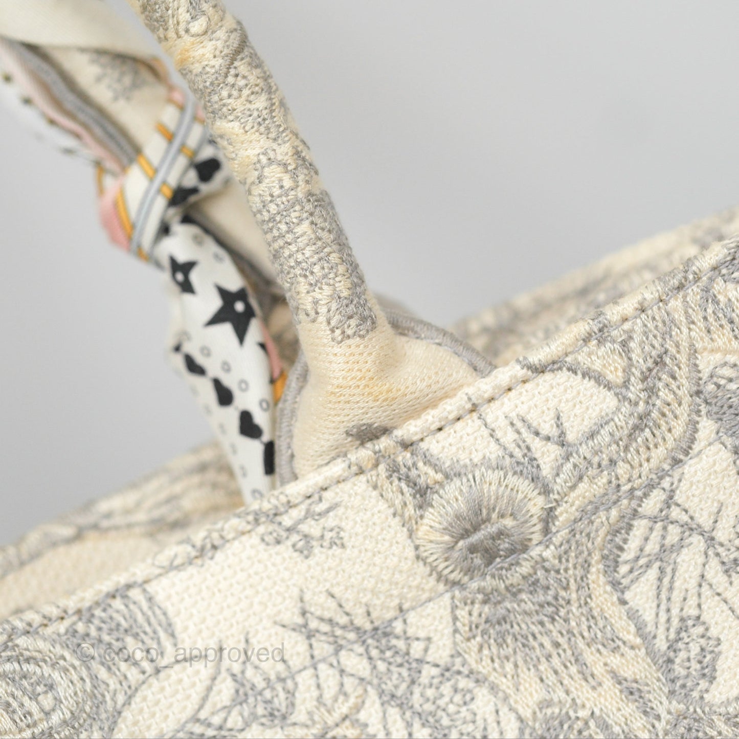 Christian Dior Medium (Old Small) Book Tote Embroidered Toile De Jouy Light Grey Canvas