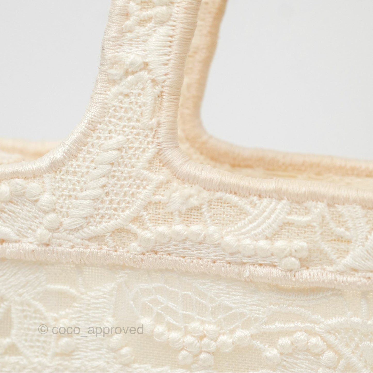 Dior Mini Book Tote Natural Macramé-Effect Embroidery