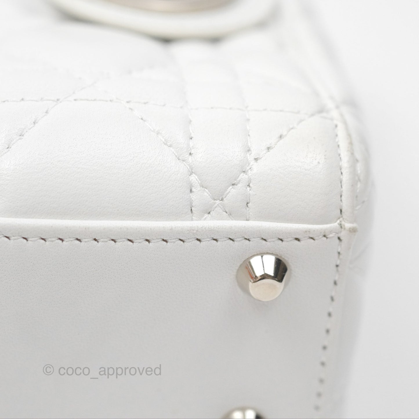Christian Dior Cannage Mini Lady Dior White Silver Hardware