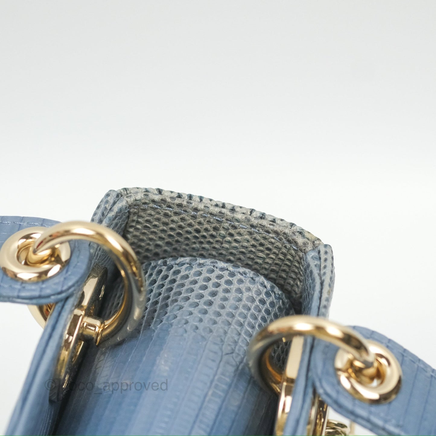 Christian Dior Mini Lady Dior Ombre Blue Lizard Gold Hardware