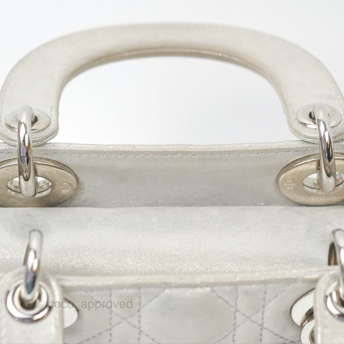 Christian Dior Mini Lady Dior Metallic Silver Nubuck Silver Hardware