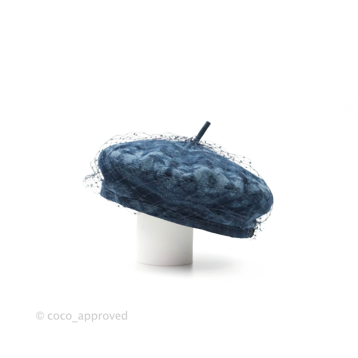Christian Dior Arty Parisian Denim Beret With Veil