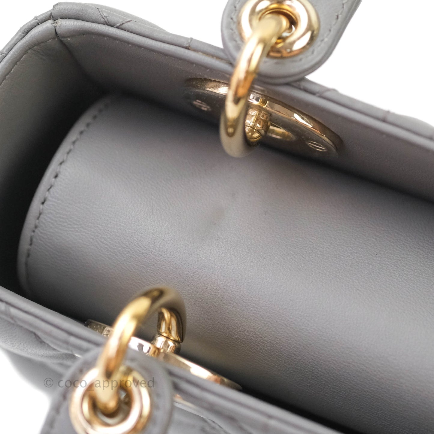 Christian Dior Lambskin My ABCDior Lady Dior Grey Gold Hardware