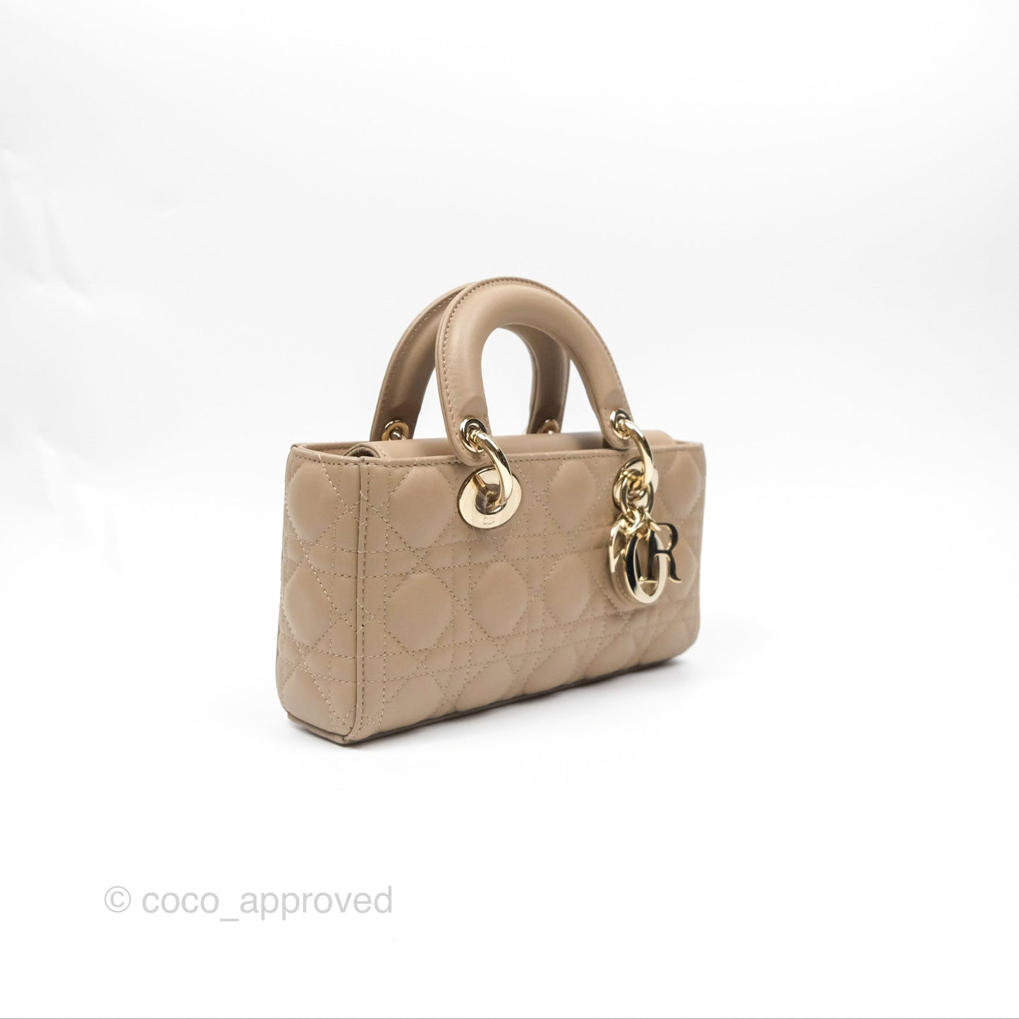 Dior Small Lady D-Joy Bag Beige Lambskin Cannage Gold Hardware