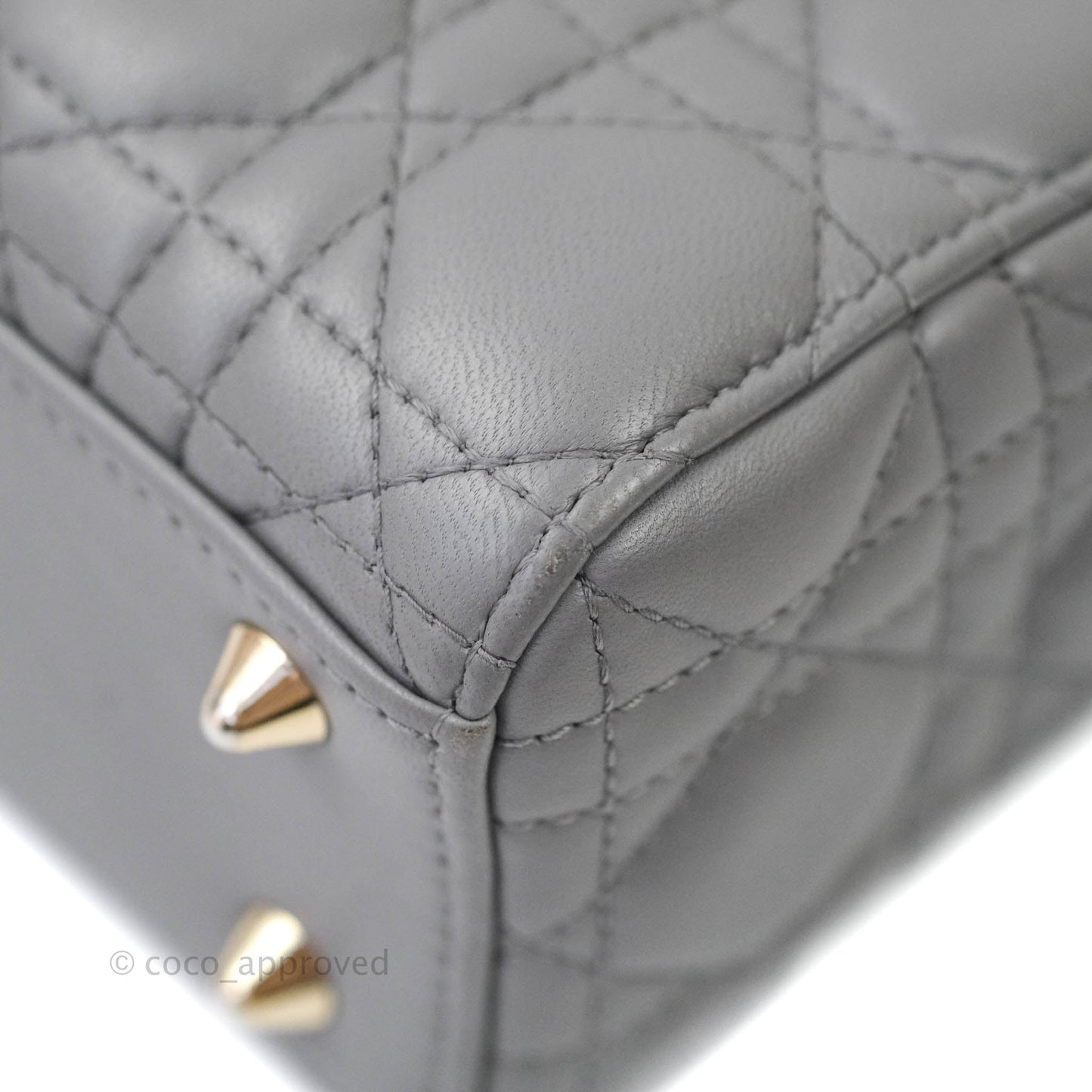 Christian Dior Lambskin My ABCDior Lady Dior Grey Gold Hardware