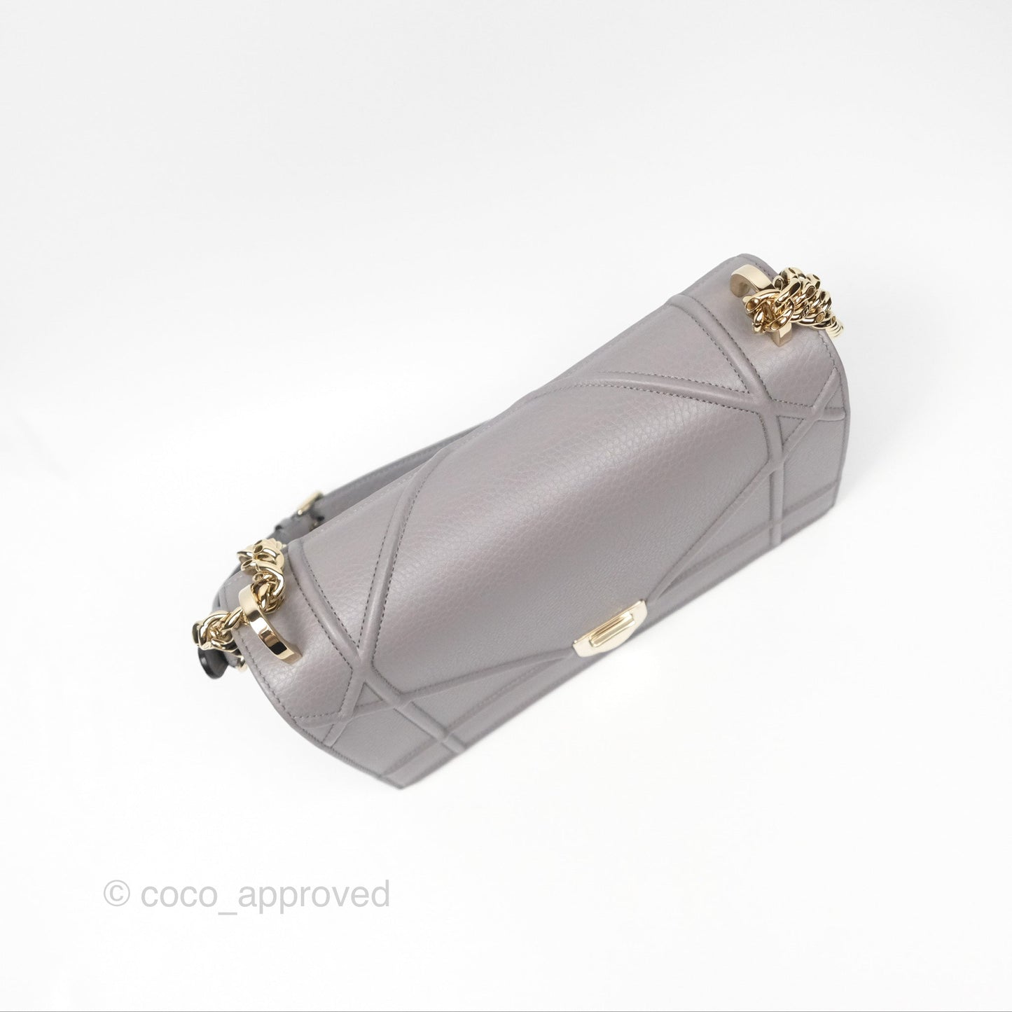 Christian Dior Medium Diorama Calfskin Flap Bag Grey Gold Hardware