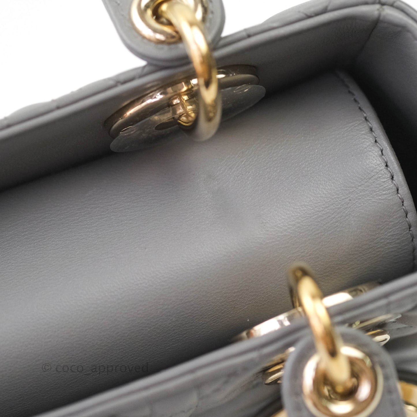 Christian Dior Lambskin My ABCDior Lady Dior Grey Gold Hardware