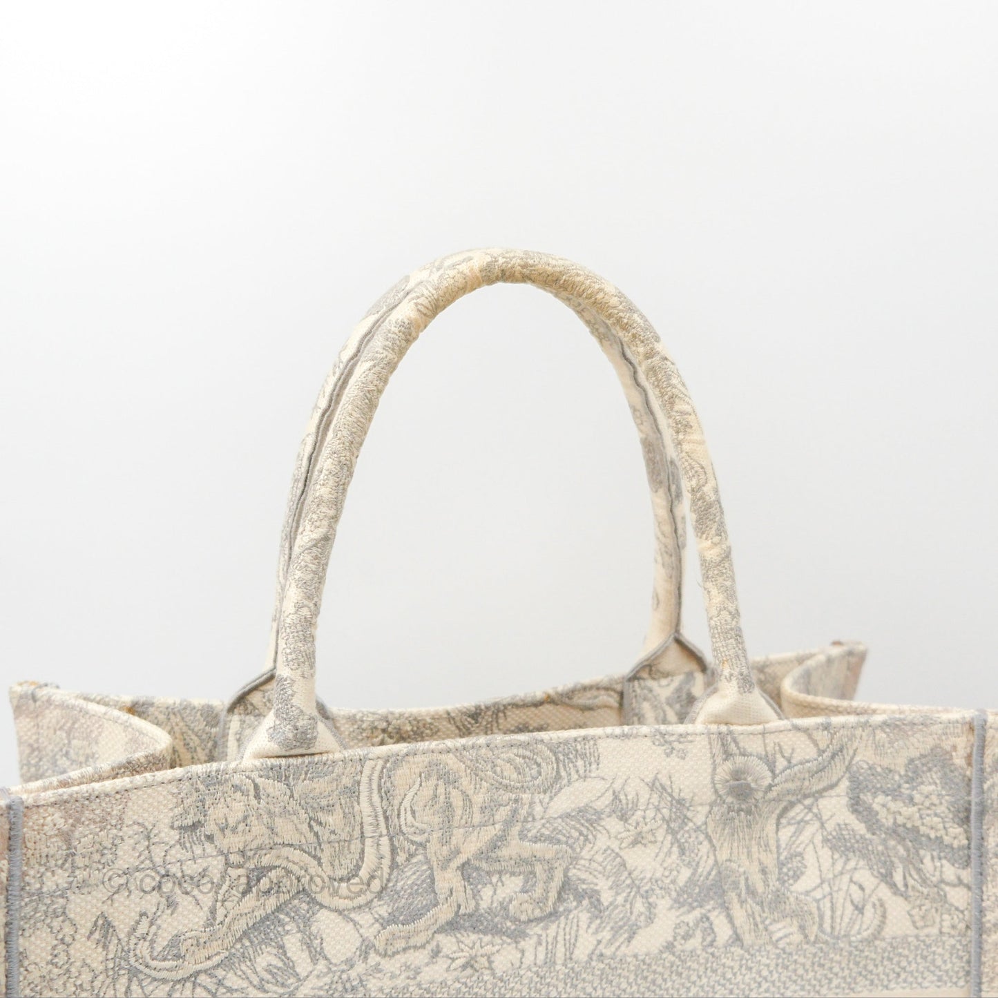 Dior Medium (Old Small) Embroidered Toile De Jouy Book Tote Light Grey Canvas