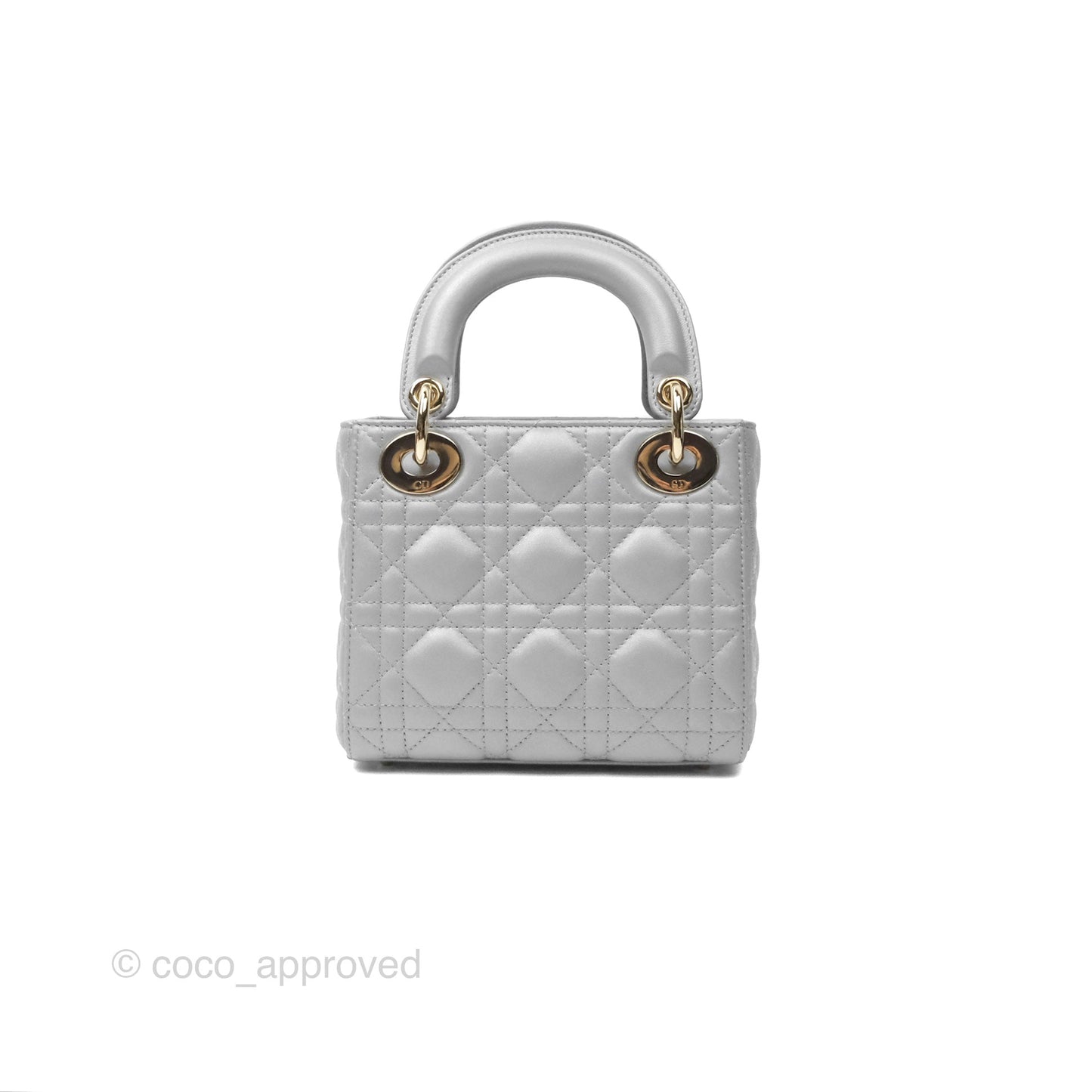 Christian Dior Mini Lady Dior Opaline Gray Pearlescent Cannage Lambskin
