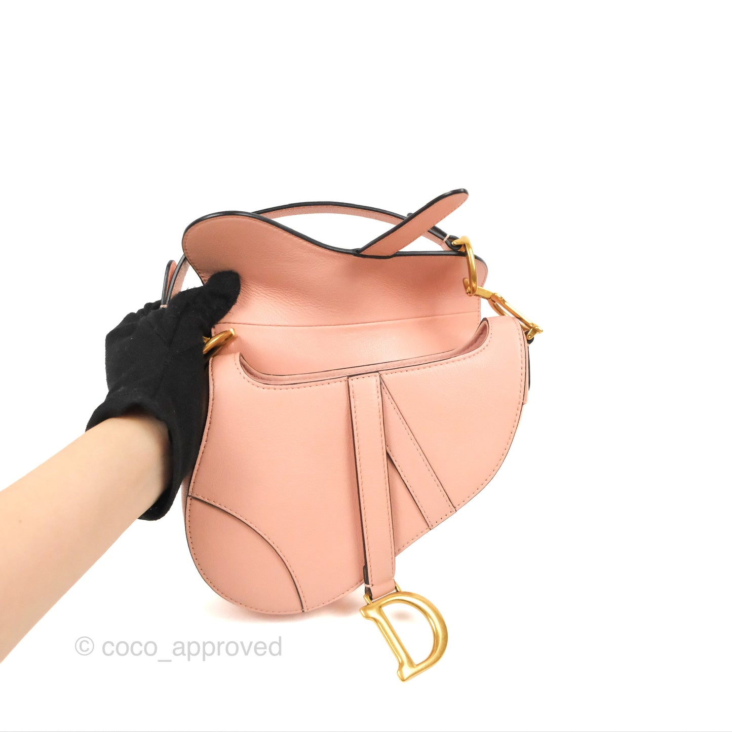 Christian Dior Mini Saddle Bag Pink Goatskin Gold Hardware