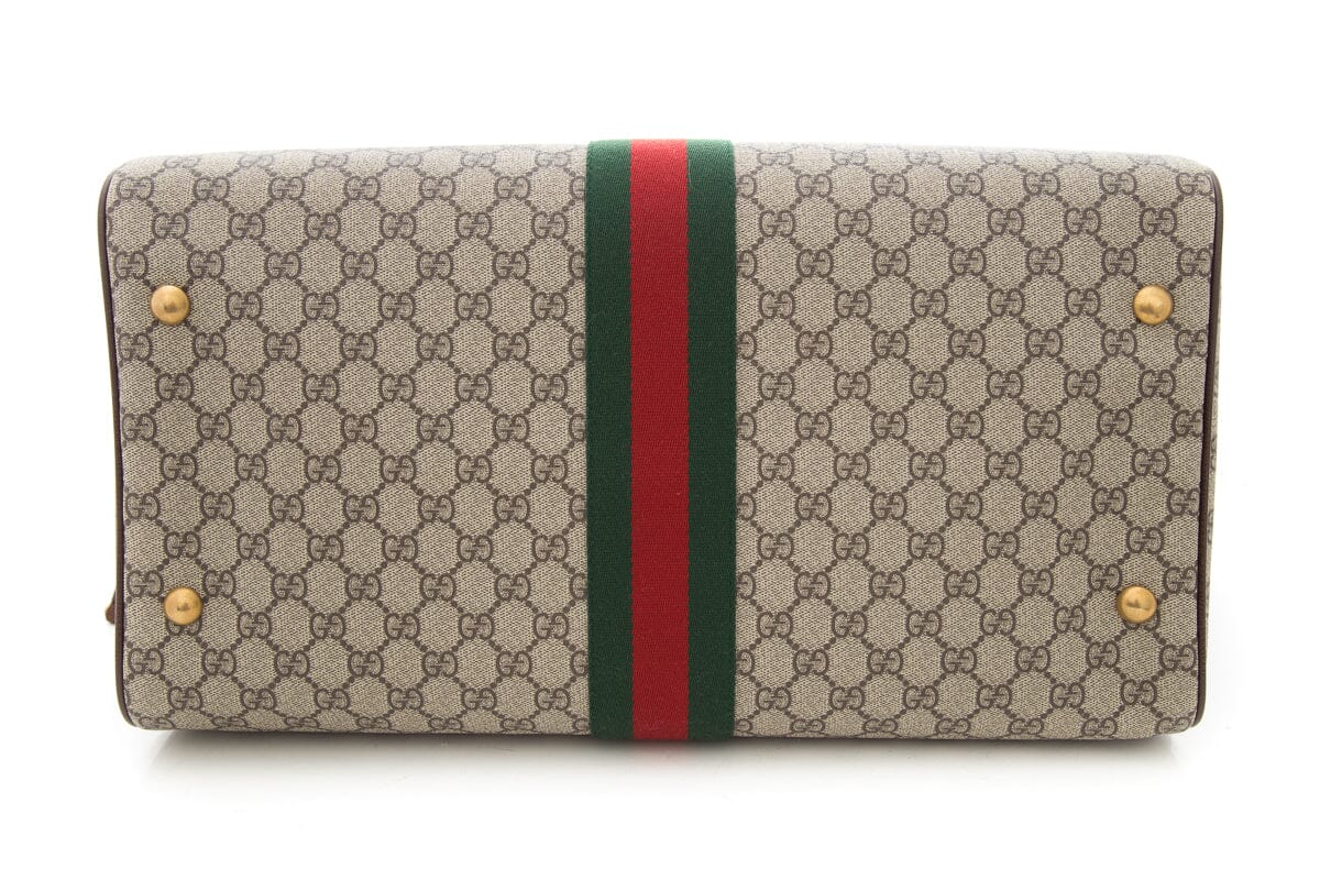 Gucci Brown Canvas Monogram Duffle Bag