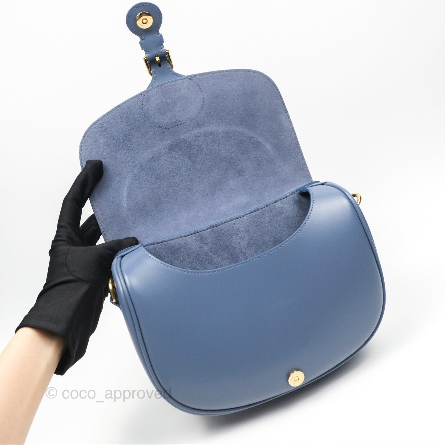 Christian Dior Medium Bobby Bag Blue Calfskin Gold Hardware