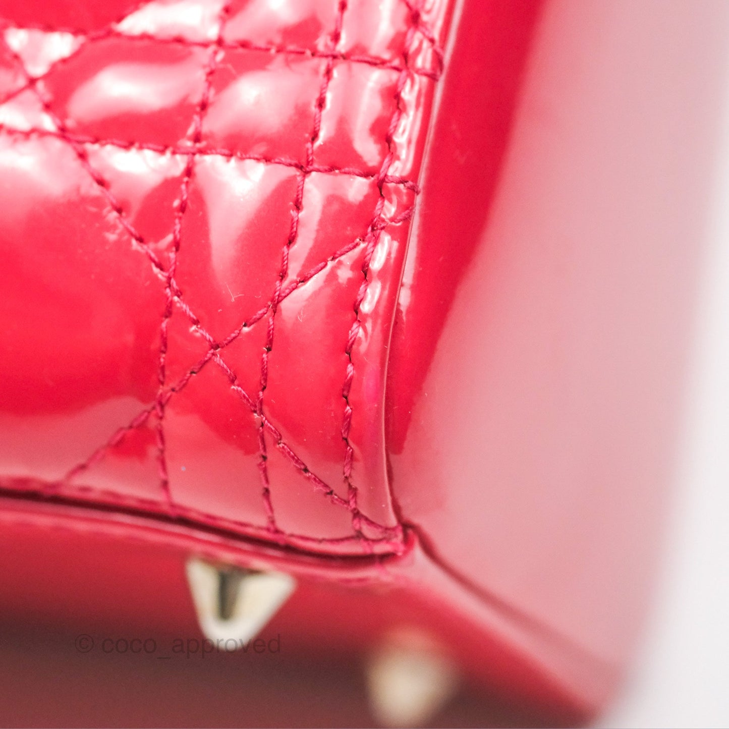 Christian Dior Medium Lady Dior Red Patent Silver Hardware