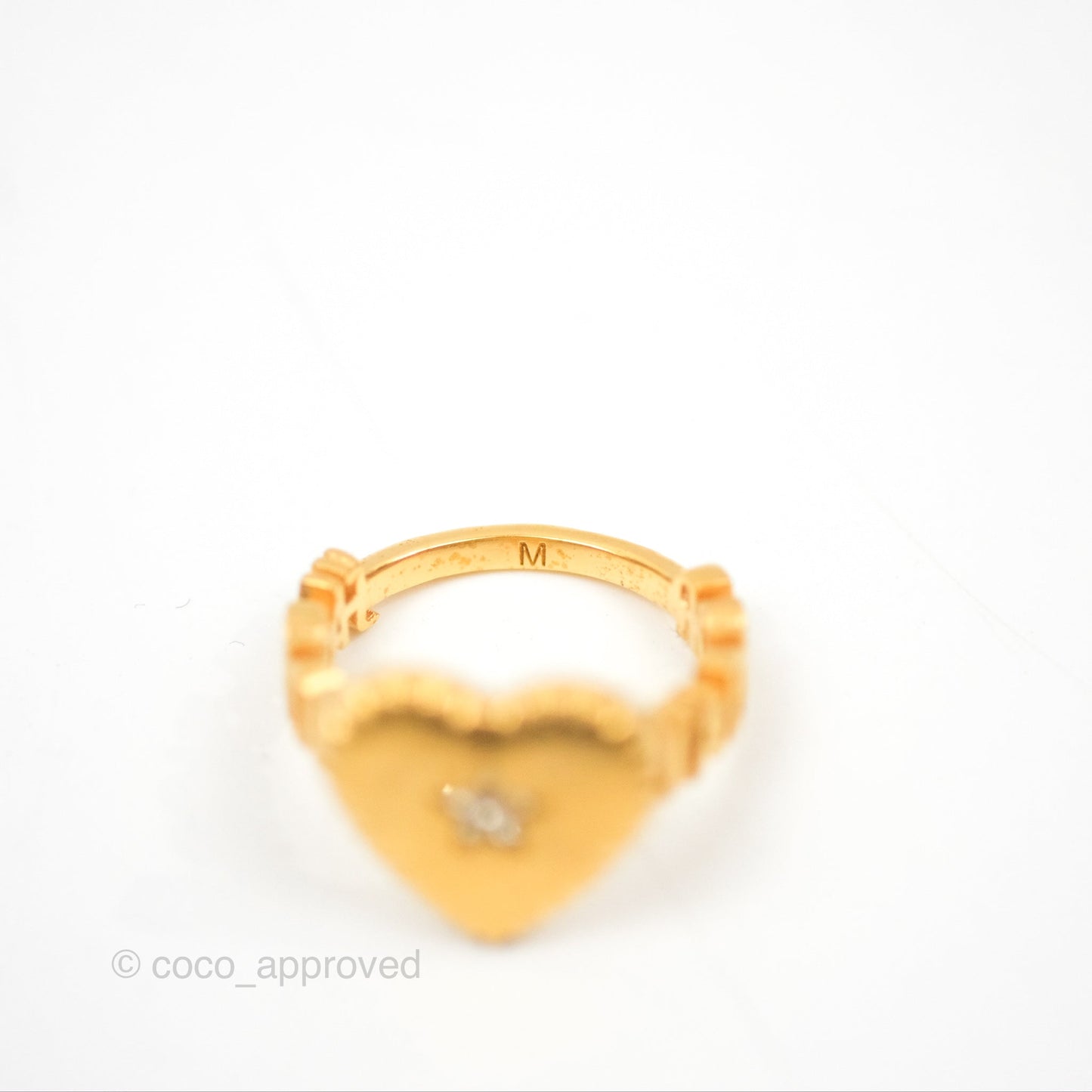 Christian Dior J'adior Crystal Star Heart Ring Matte Gold Tone Size M
