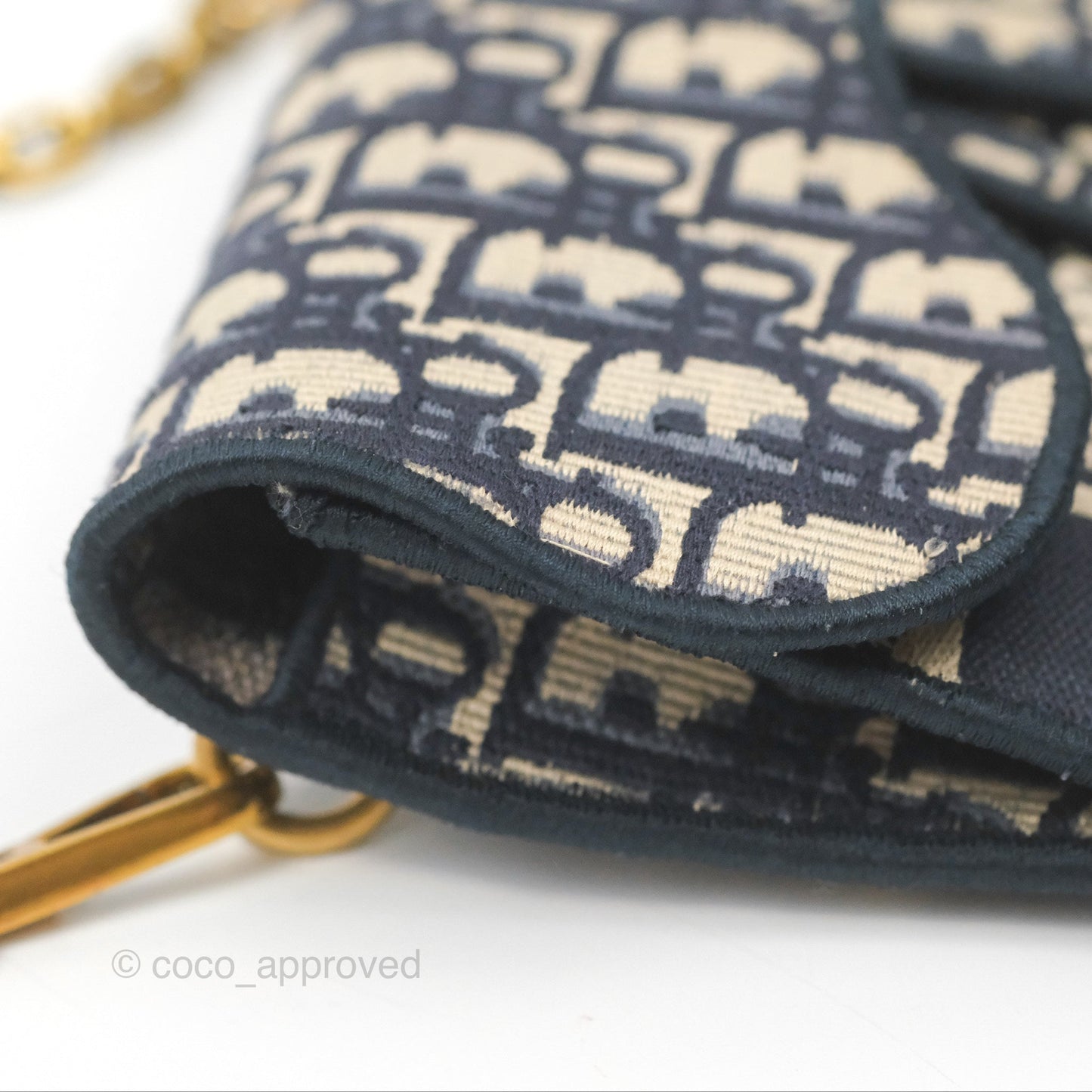 Christian Dior Navy Oblique Slim Saddle Pouch
