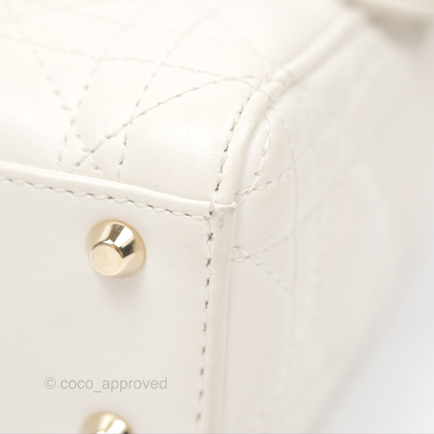 Christian Dior Cannage Mini Lady Dior White Gold Hardware