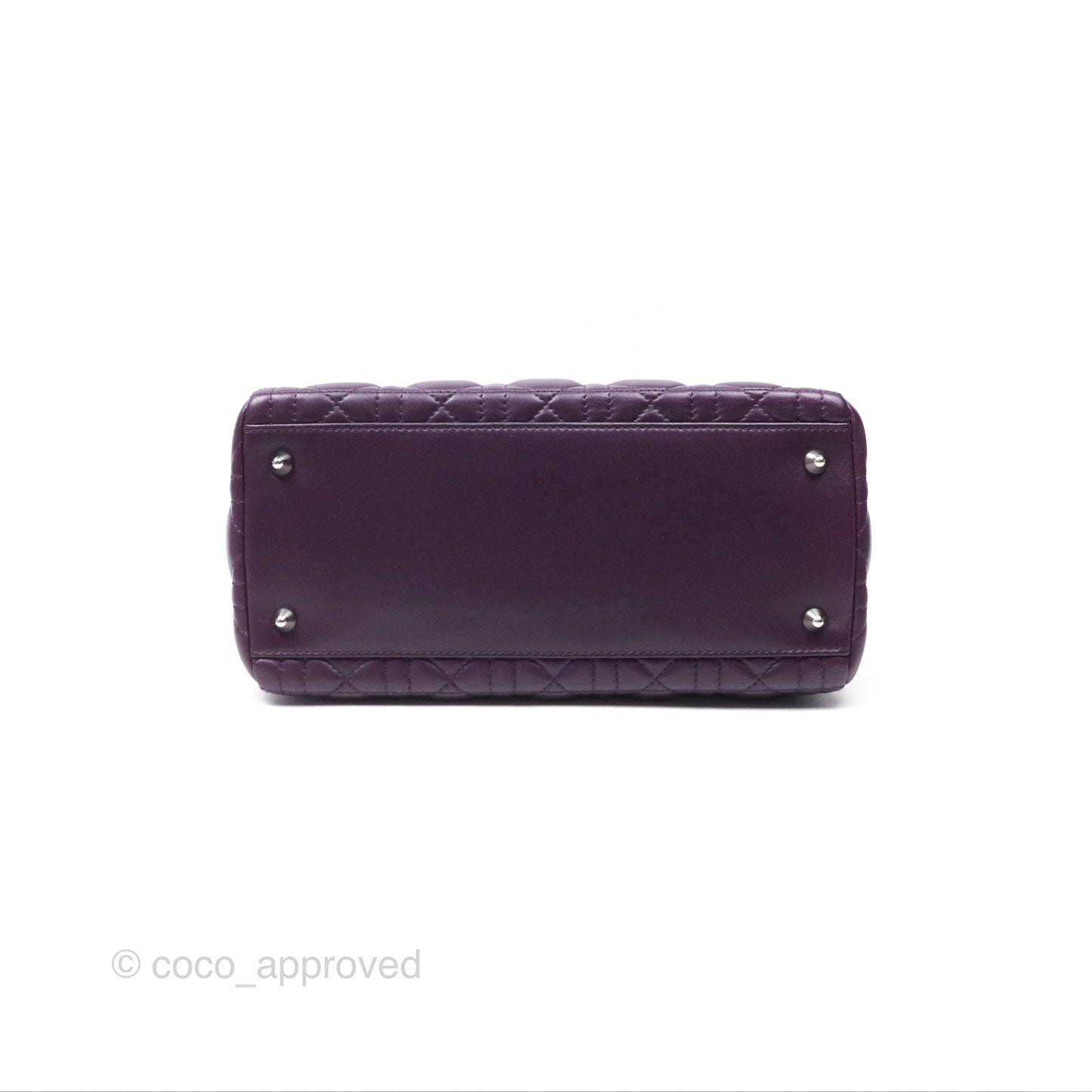 Christian Dior Medium Lady Dior Dark Purple Lambskin Silver Hardware