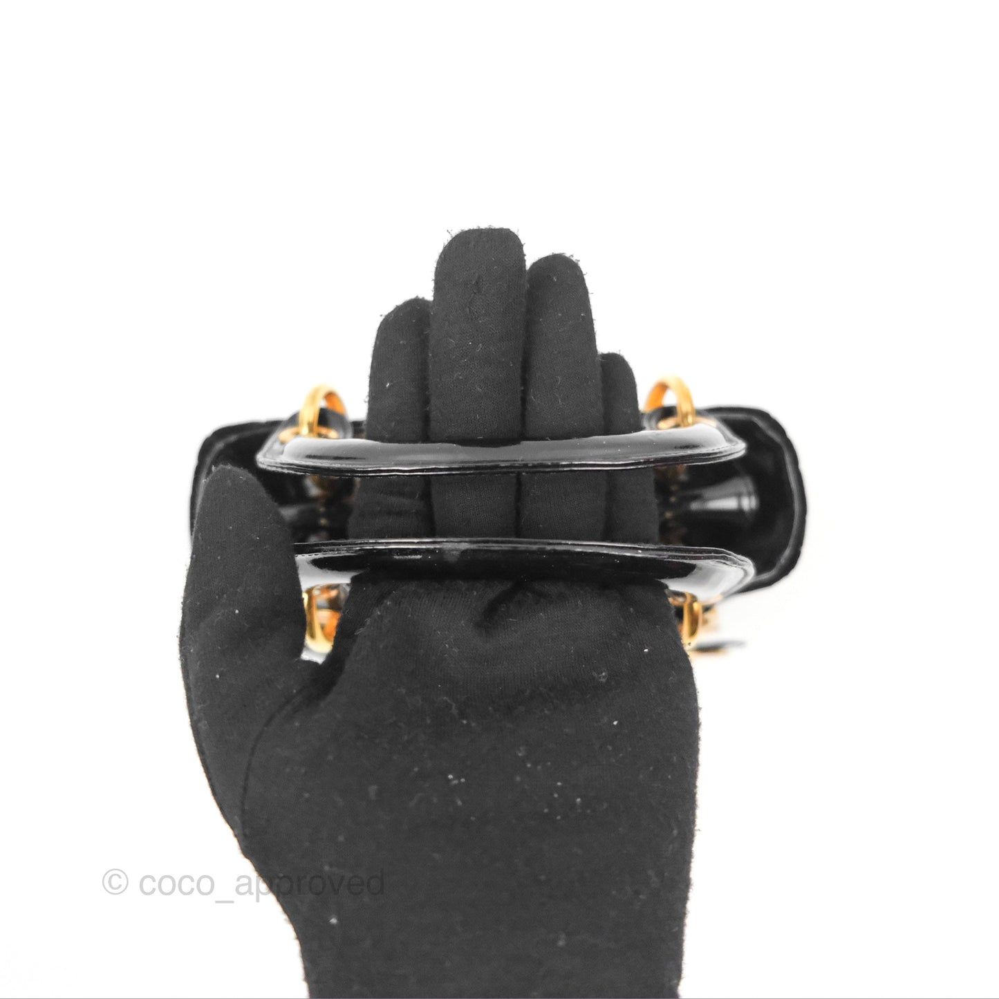 Dior Mini Lady Dior Cannage Black Suede Patent Gold Hardware
