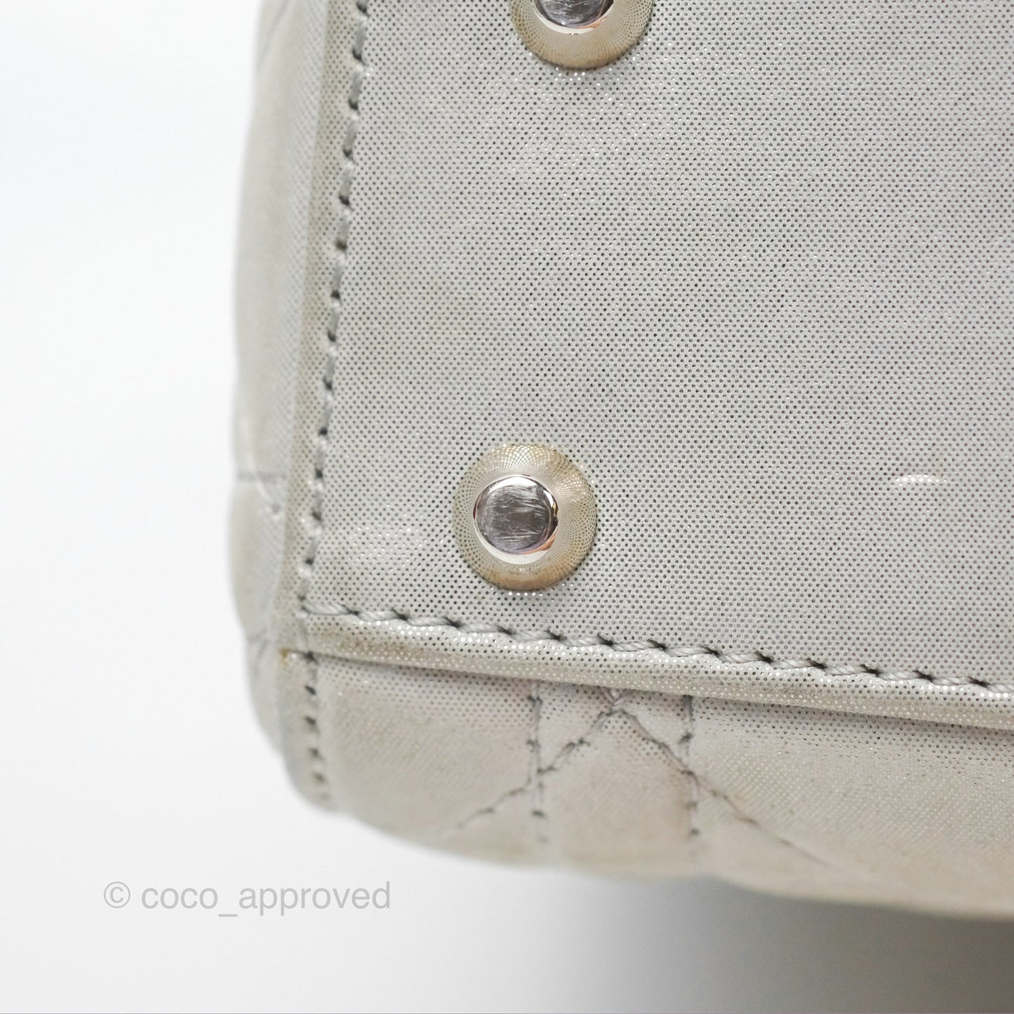 Christian Dior Mini Lady Dior Metallic Silver Nubuck Silver Hardware