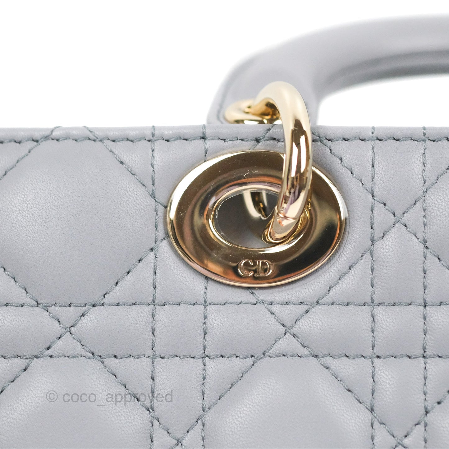 Dior Small Lady D-Joy Bag Grey Lambskin Cannage Gold Hardware