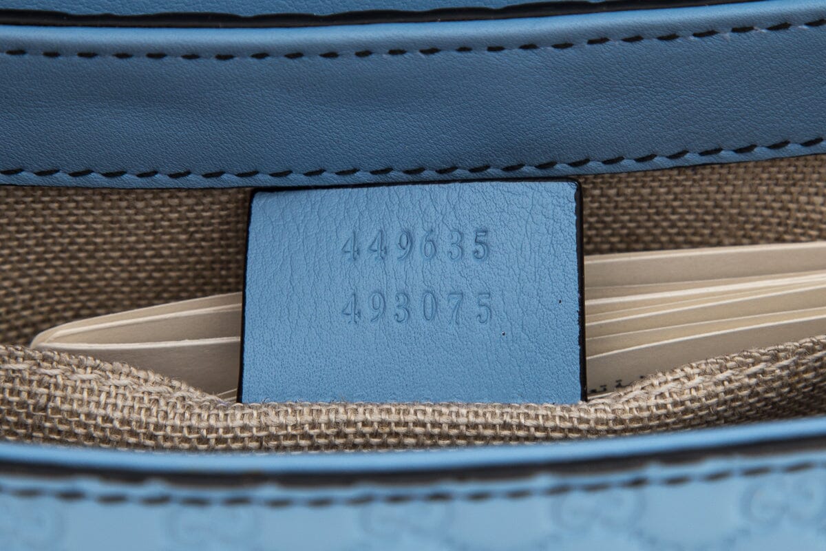 Gucci Blue Emily Chain Flap Bag Microguccissima Leather Handbag