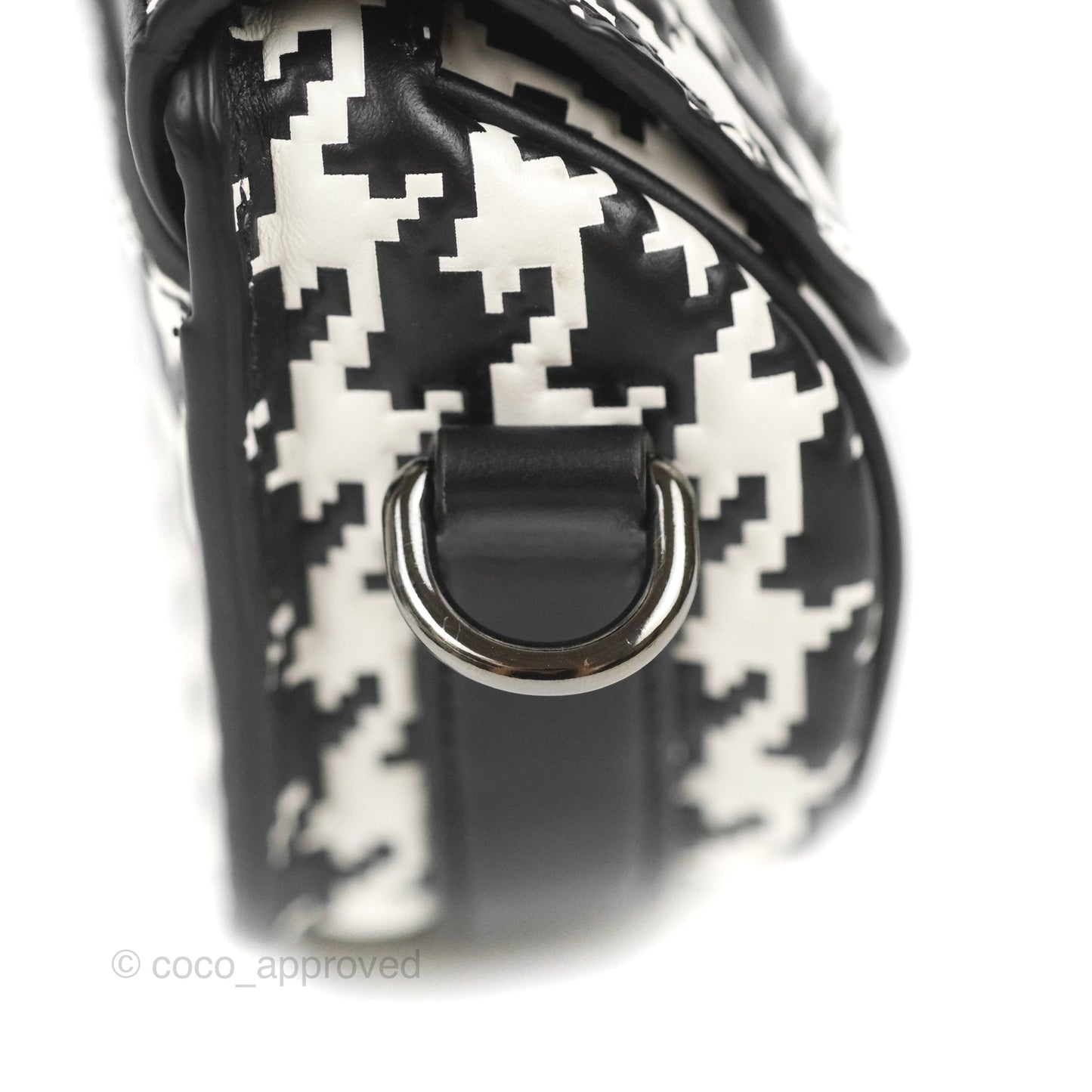 Christian Dior Bobby East-West Bag Black And White Houndstooth Embossed Calfskin