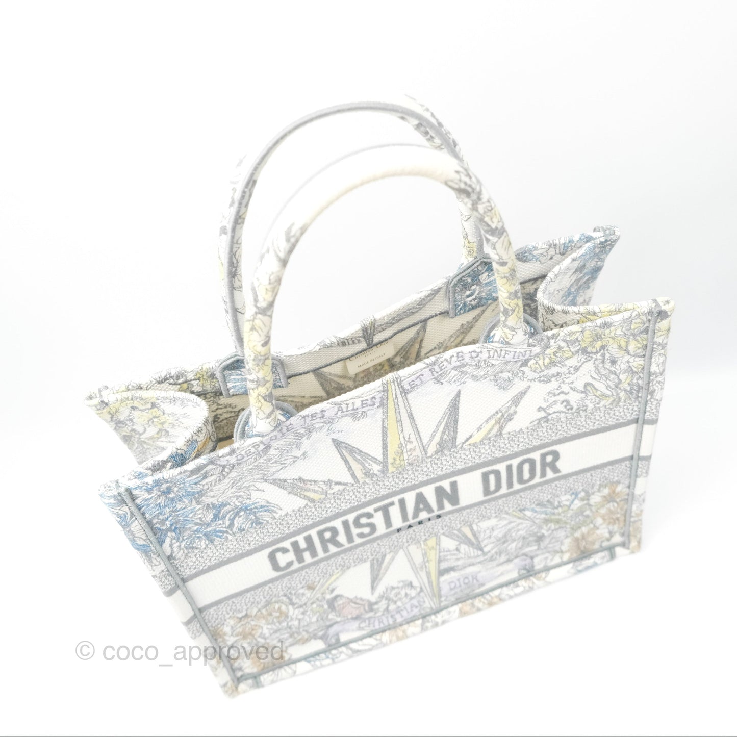 Christian Dior Medium(Old Small) Book Tote White Multicolor Rêve d'Infini Embroidery