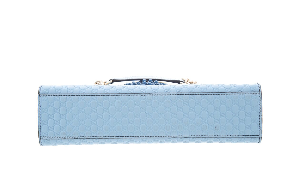 Gucci Blue Emily Chain Flap Bag Microguccissima Leather Handbag