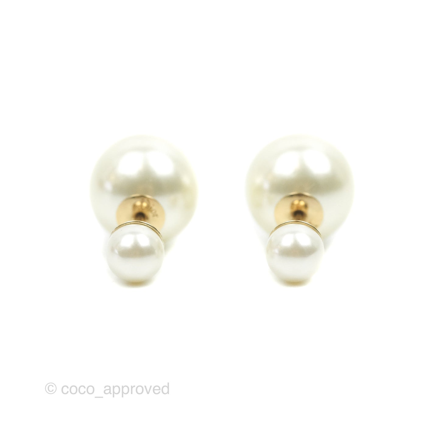 Christian Dior Tribales Pearl Earrings Gold Tone