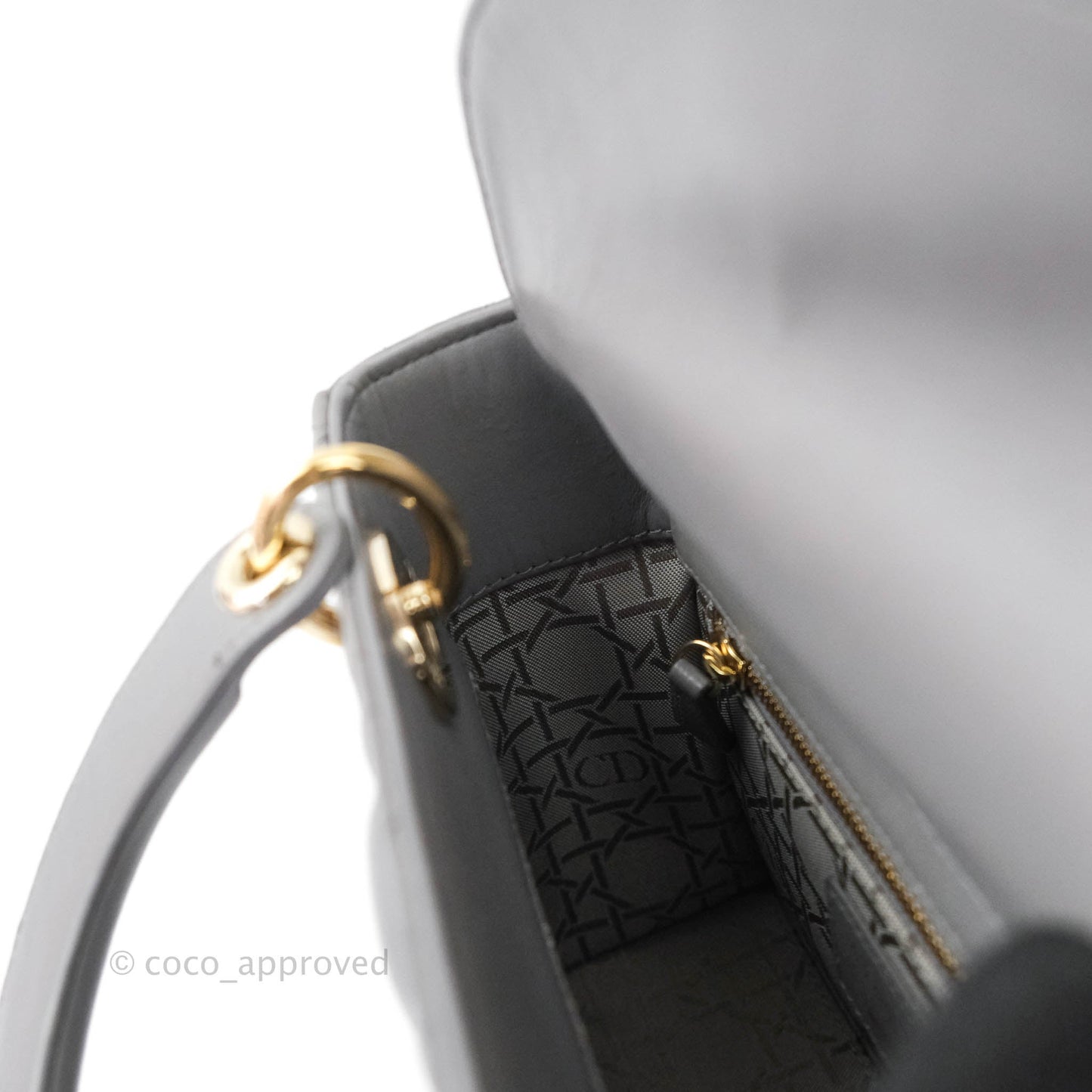 Christian Dior Lambskin My ABCDior Lady Dior Grey Gold Hardware