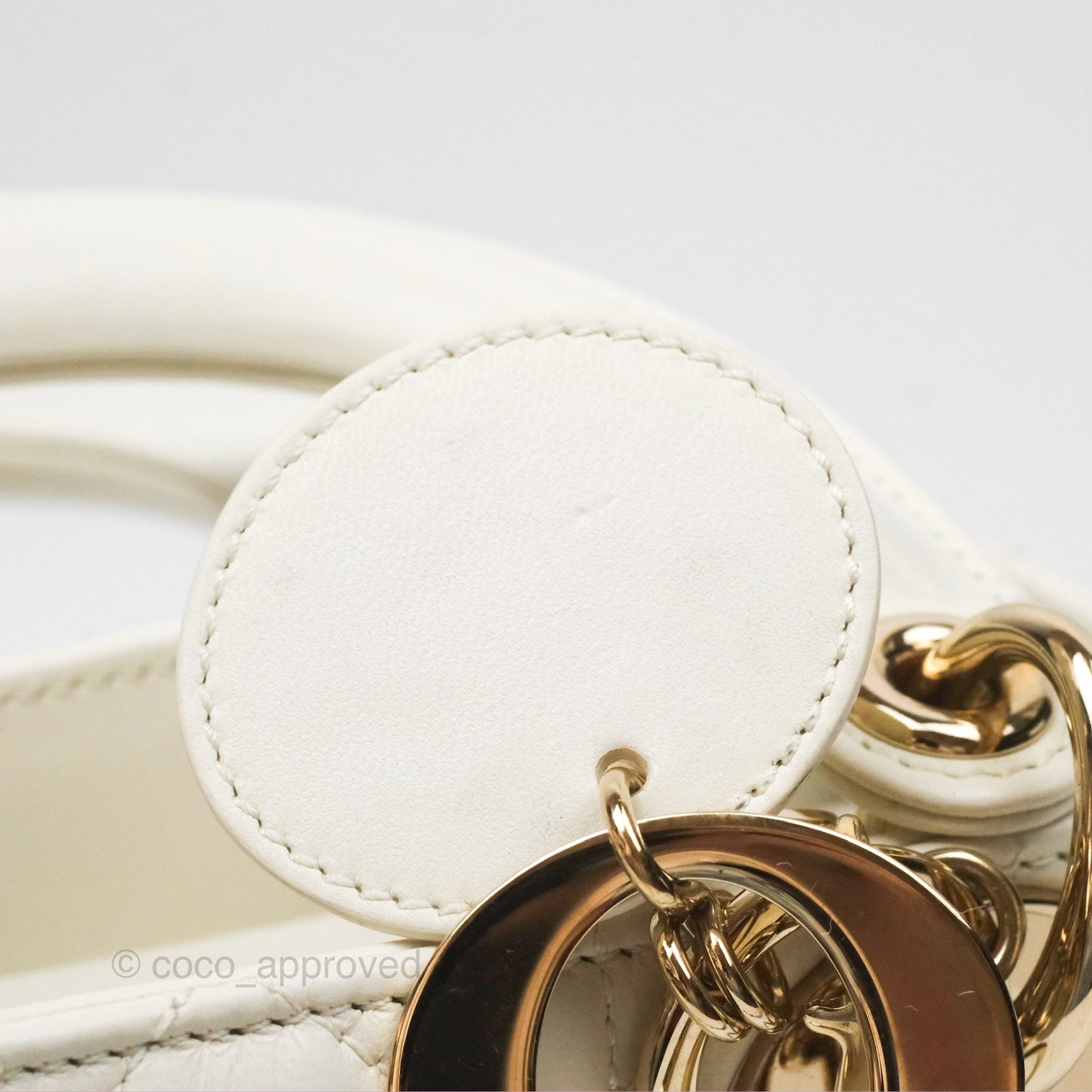Christian Dior Mini Lady Dior Latte Cannage Lambskin Gold Hardware