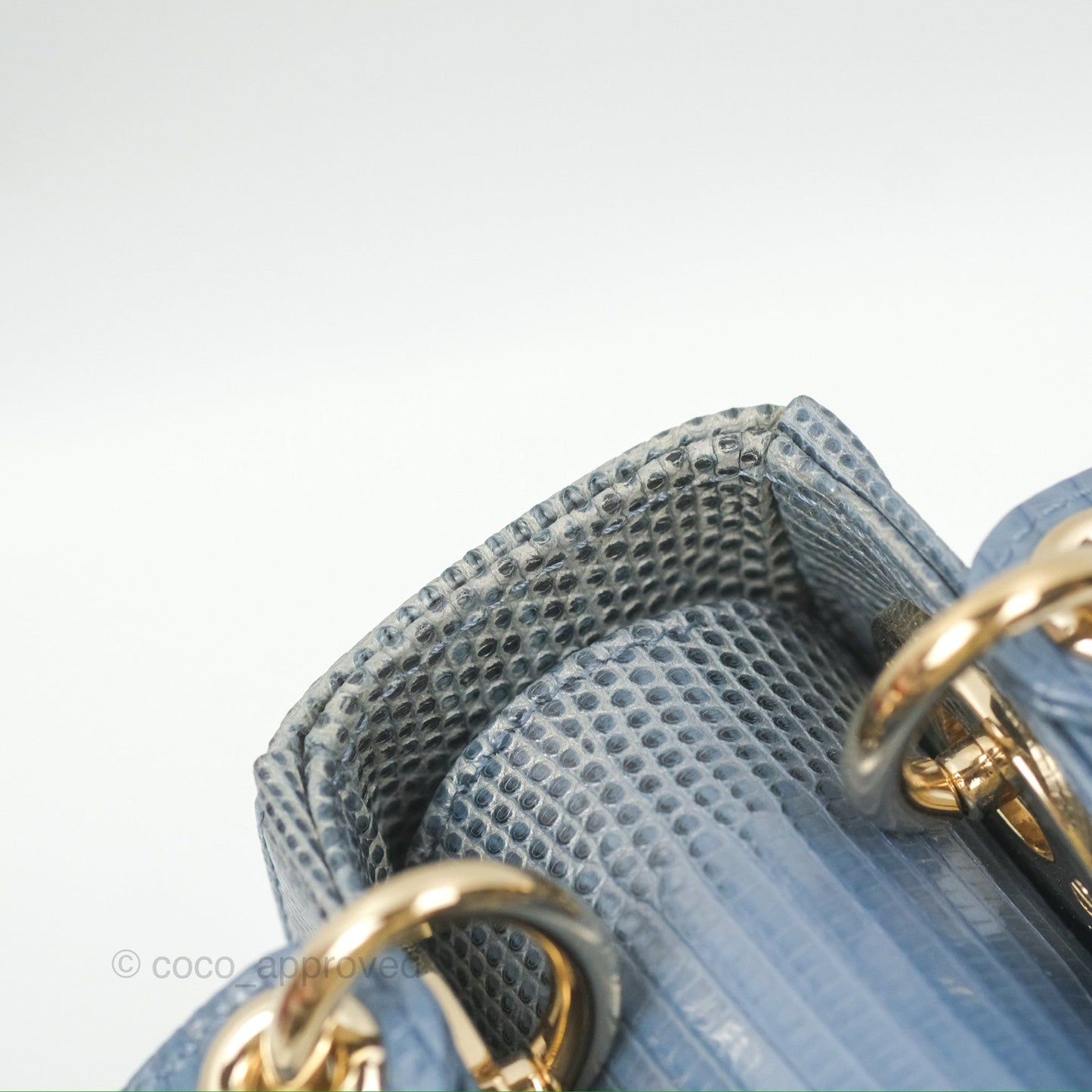 Christian Dior Mini Lady Dior Ombre Blue Lizard Gold Hardware