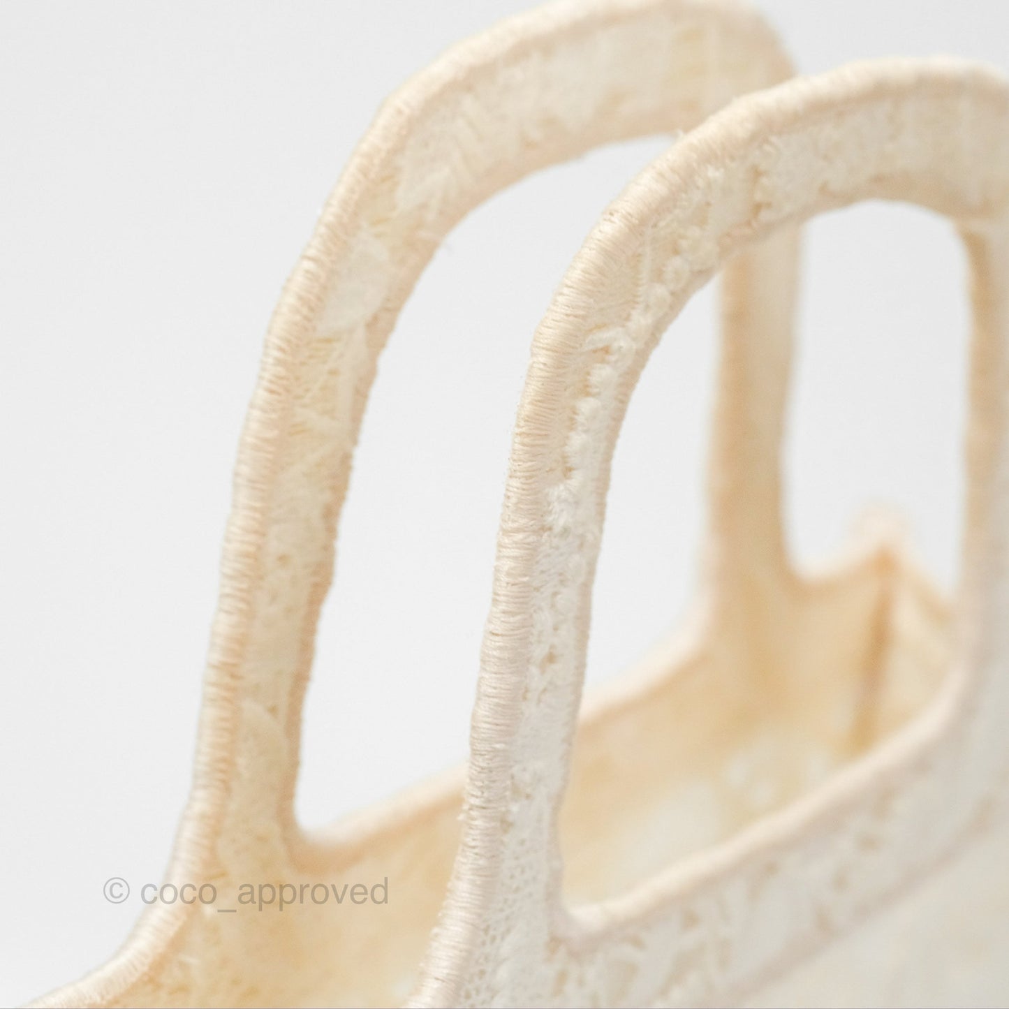 Dior Mini Book Tote Natural Macramé-Effect Embroidery