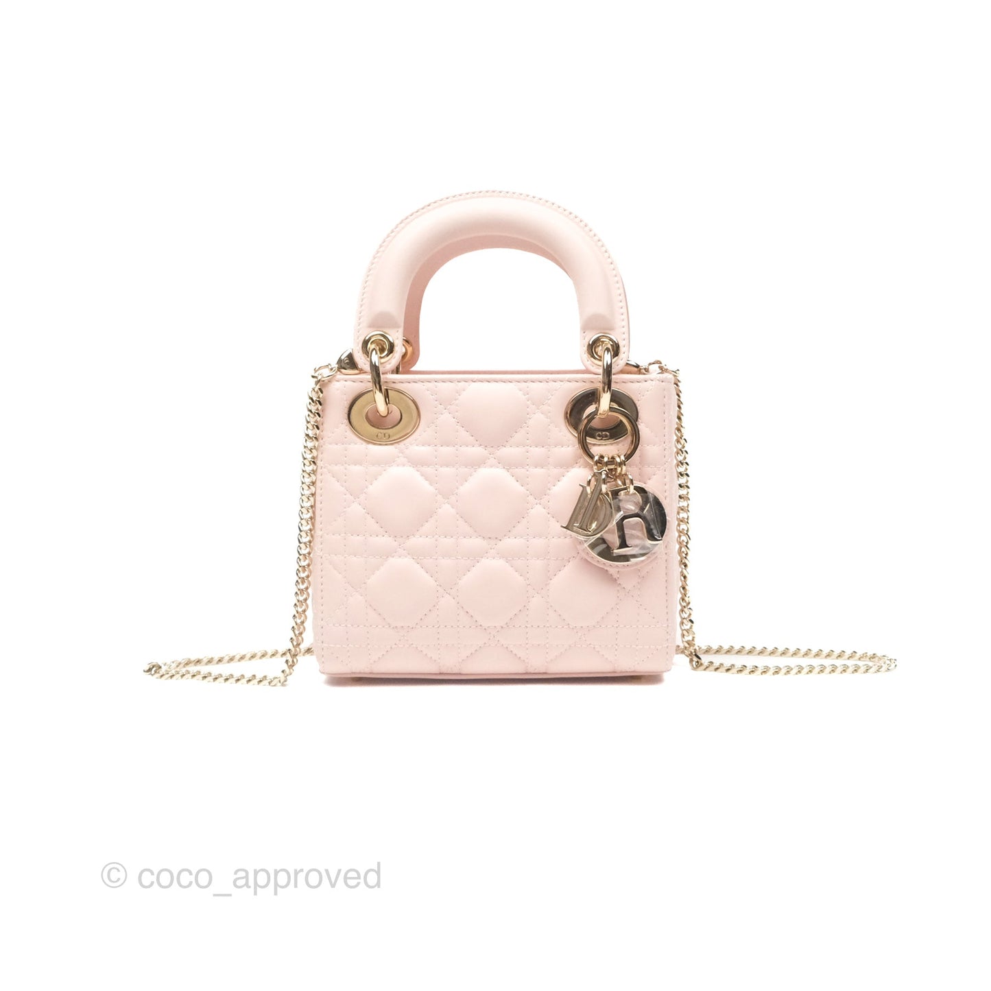 Christian Dior Mini Lady Dior Pink Lambskin Gold Hardware