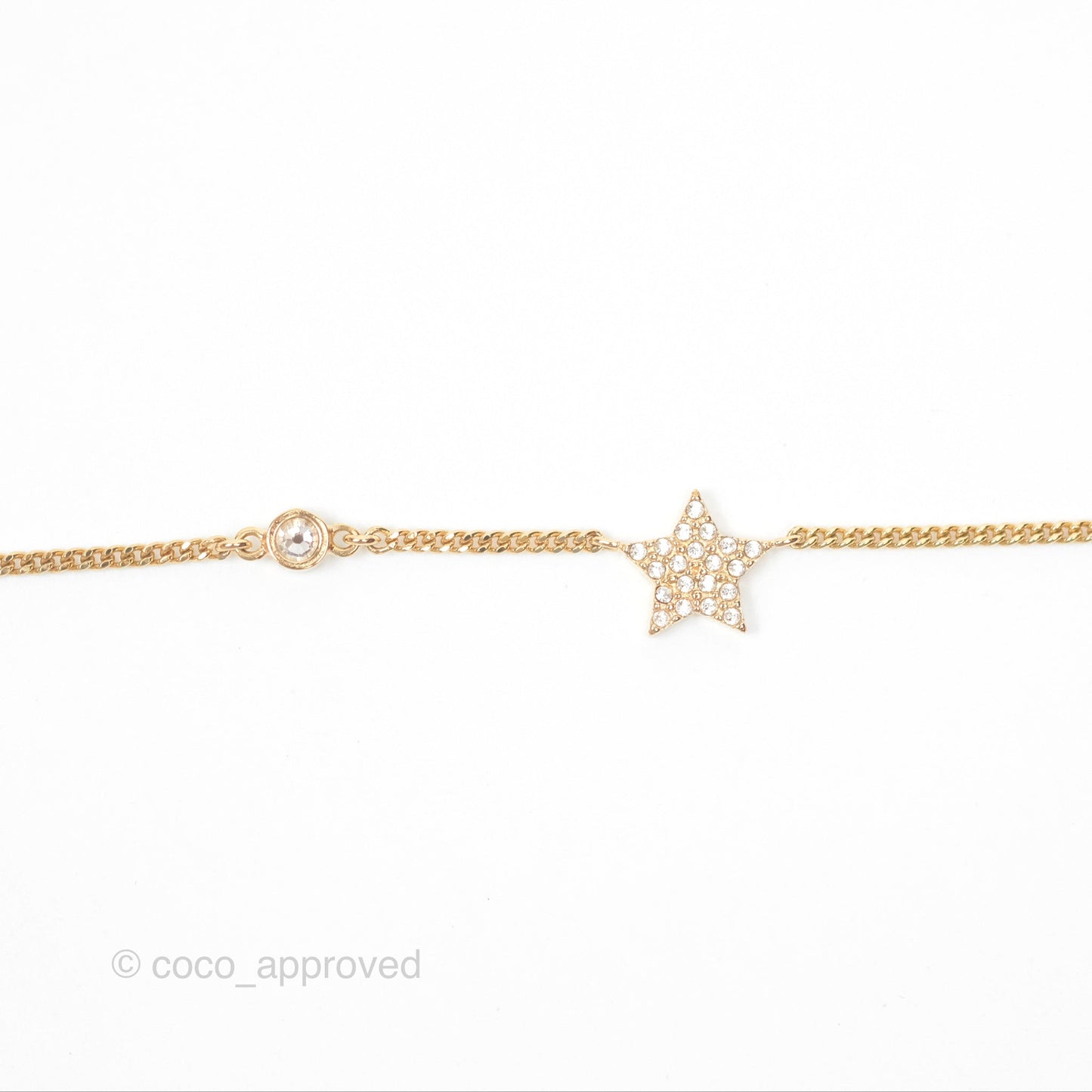 Christian Dior Petit CD Double Necklace Crystals Gold Tone