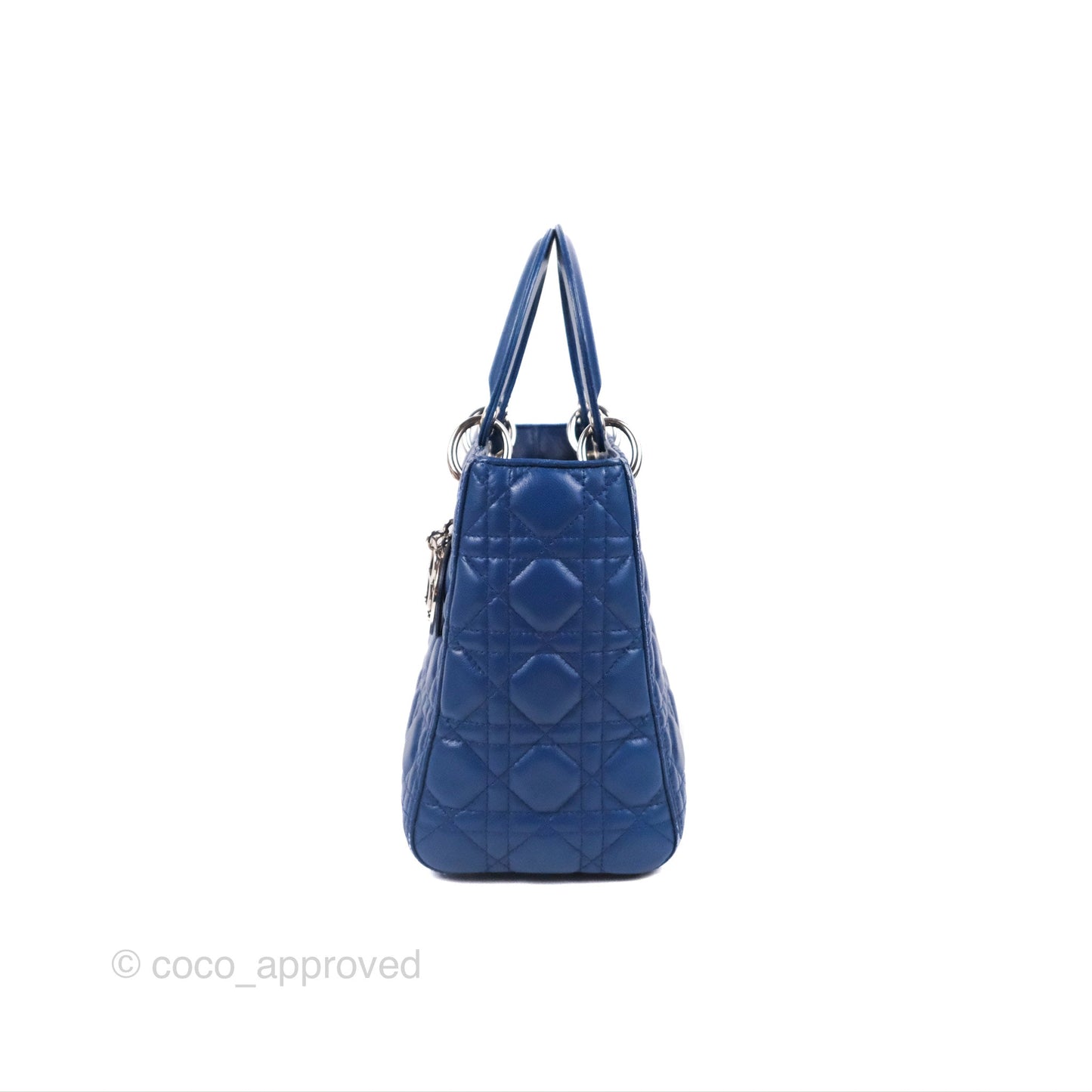 Christian Dior Medium Lady Dior Cannage Dark Blue Lambskin Silver Hardware