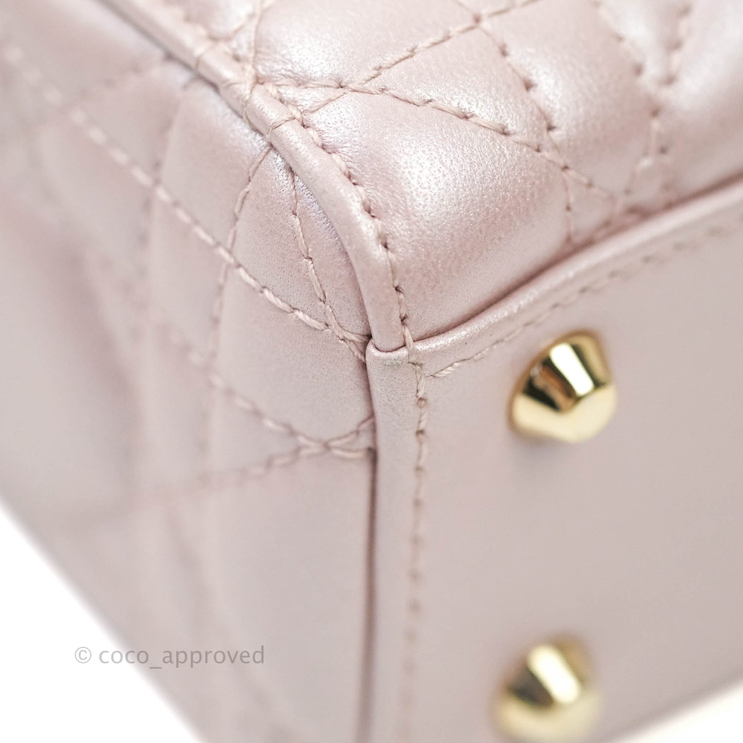 Christian Dior Calfskin Cannage Mini Lady Dior Light Pink