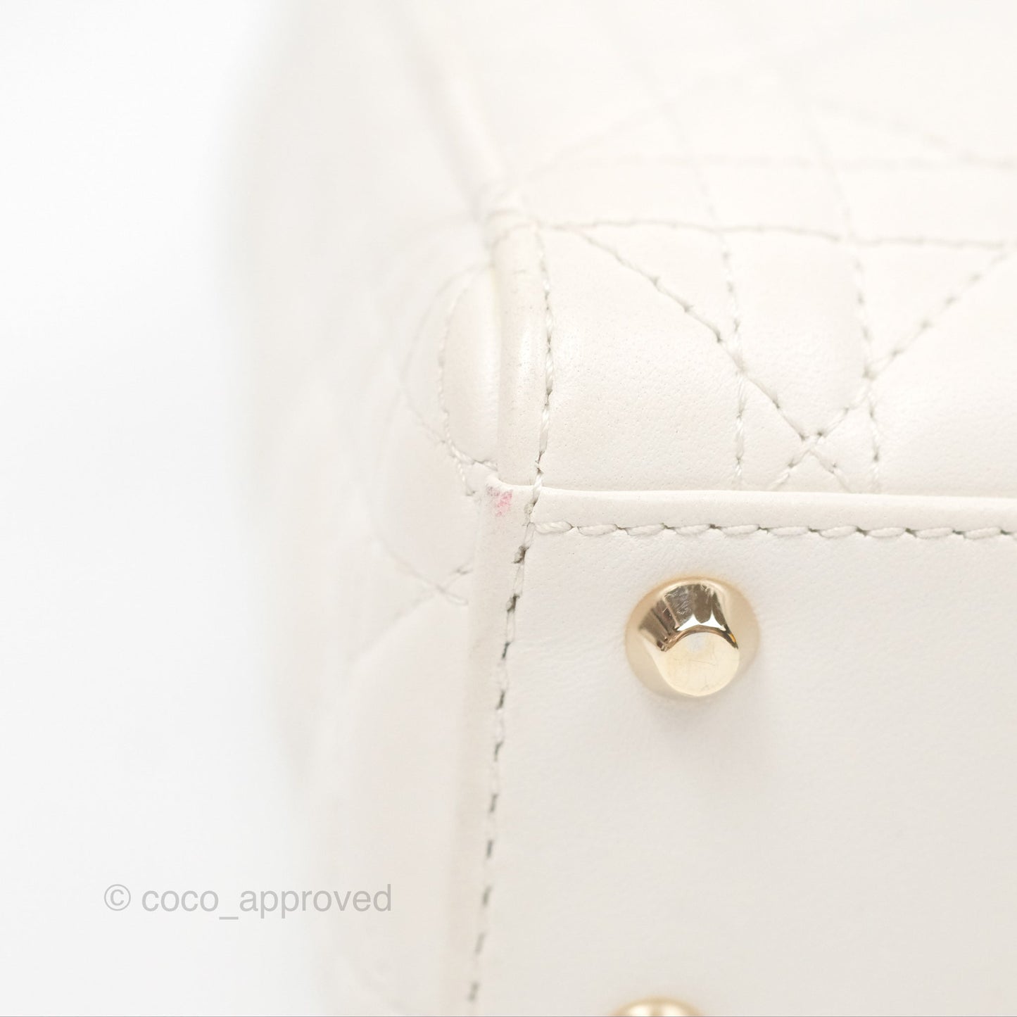 Christian Dior Cannage Mini Lady Dior White Gold Hardware