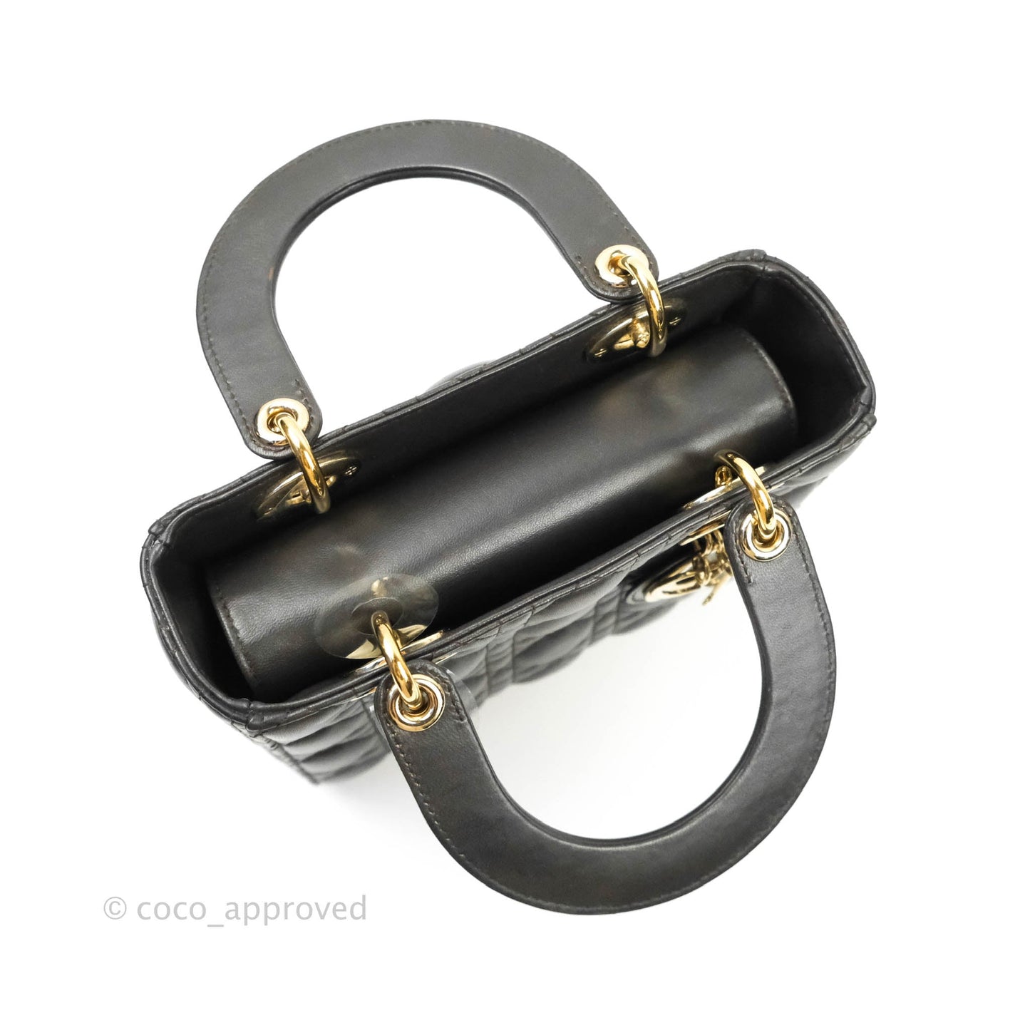 Christian Dior Lambskin My ABCDior Lady Dior Dark Grey Gold Hardware