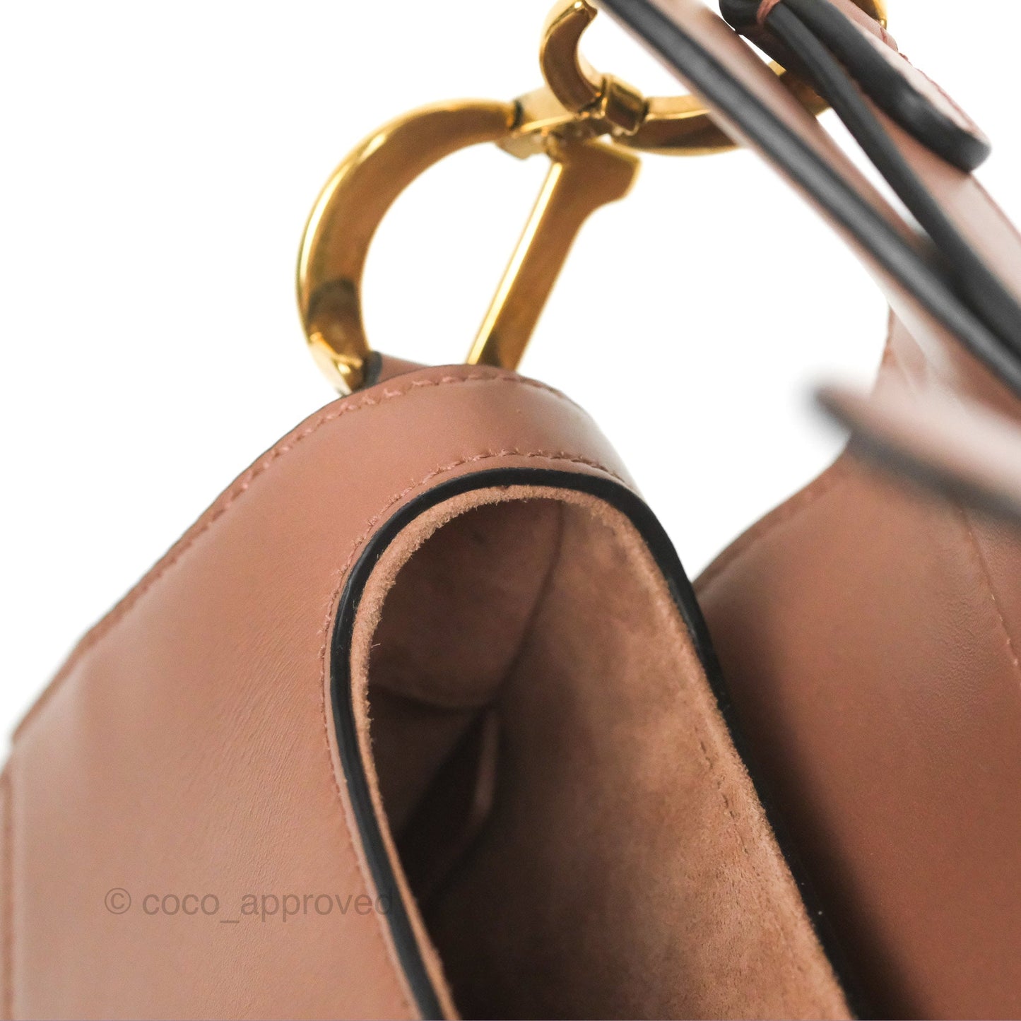 Christian Dior Mini Saddle Bag Rose Taupe Grained Calfskin Gold Hardware