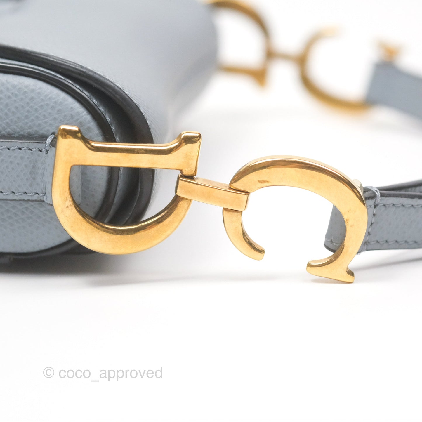 Christian Dior Mini Saddle Bag Cloud Blue Grained Calfskin Gold Hardware