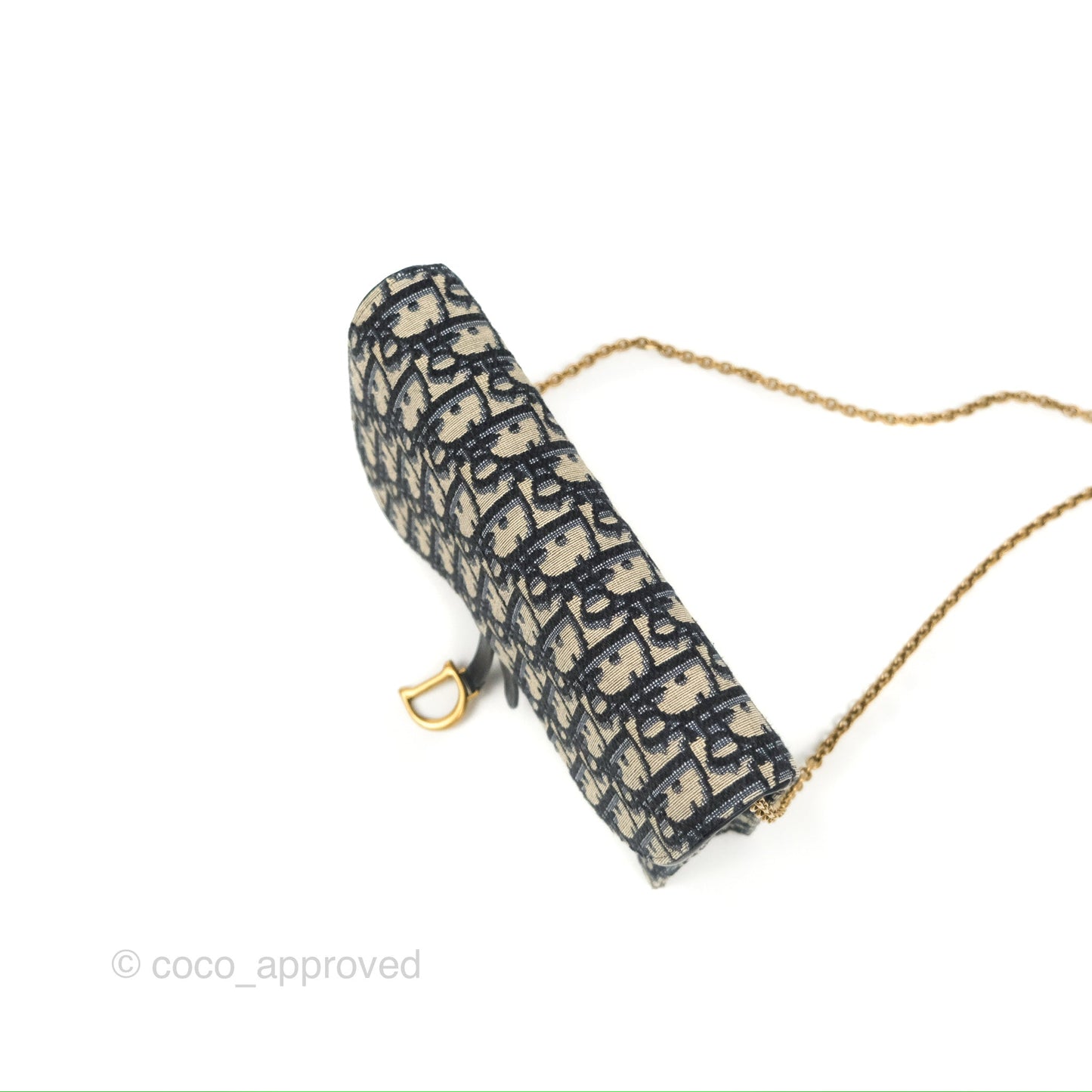 Christian Dior Saddle Chain Pouch Navy Oblique Jacquard