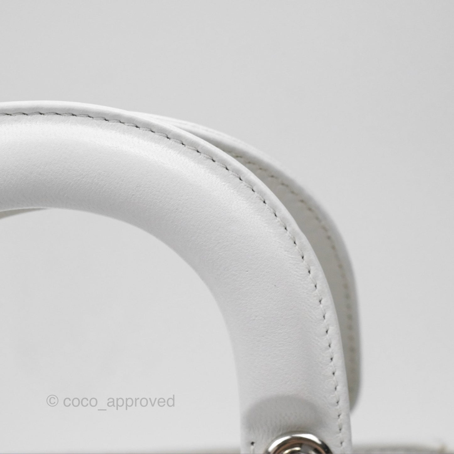 Christian Dior Cannage Mini Lady Dior White Silver Hardware