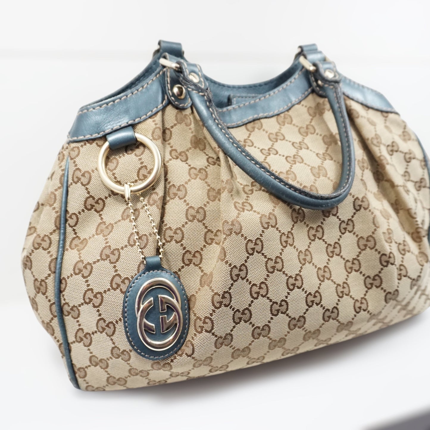 Gucci Skuldertaske Blå Læder