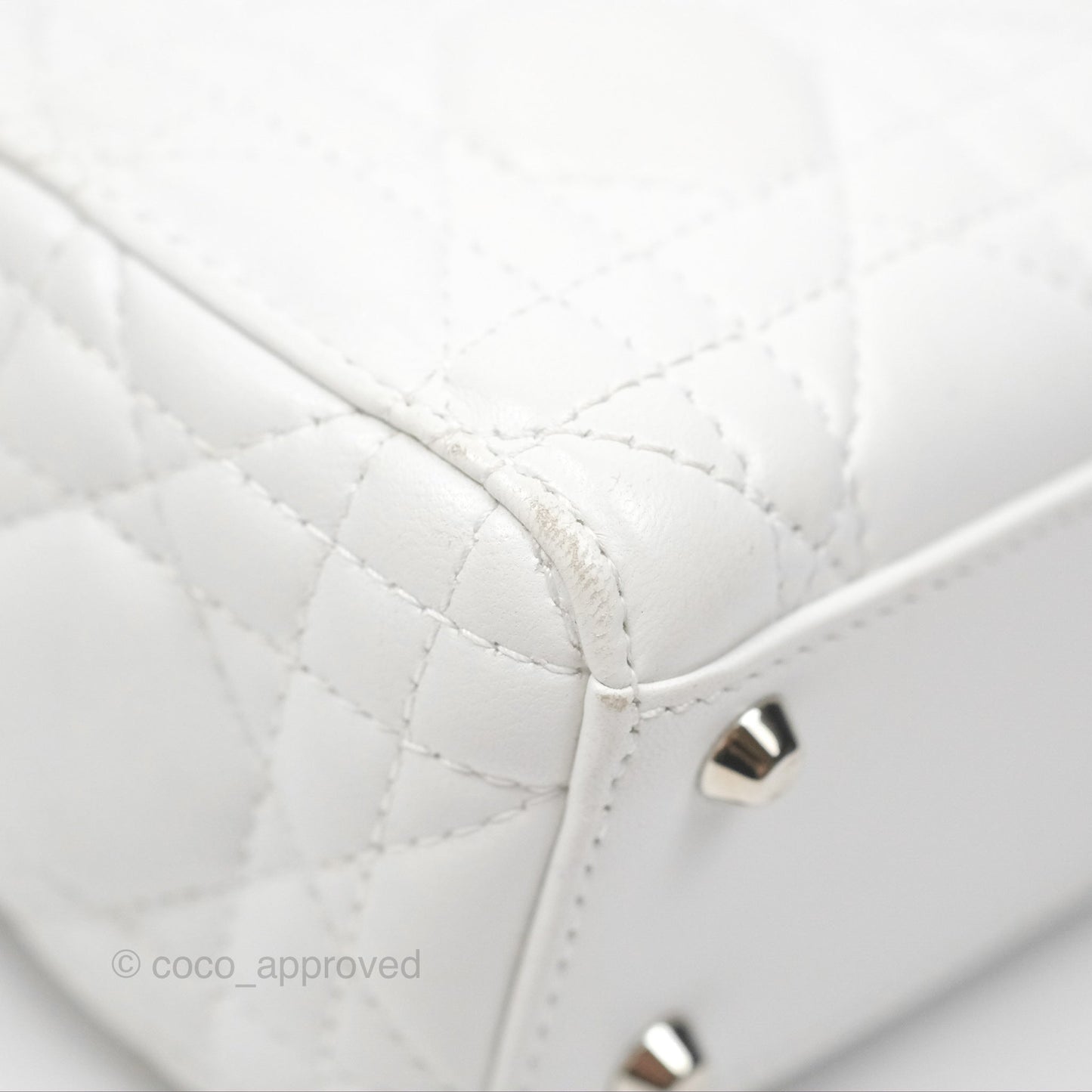 Christian Dior Cannage Mini Lady Dior White Silver Hardware
