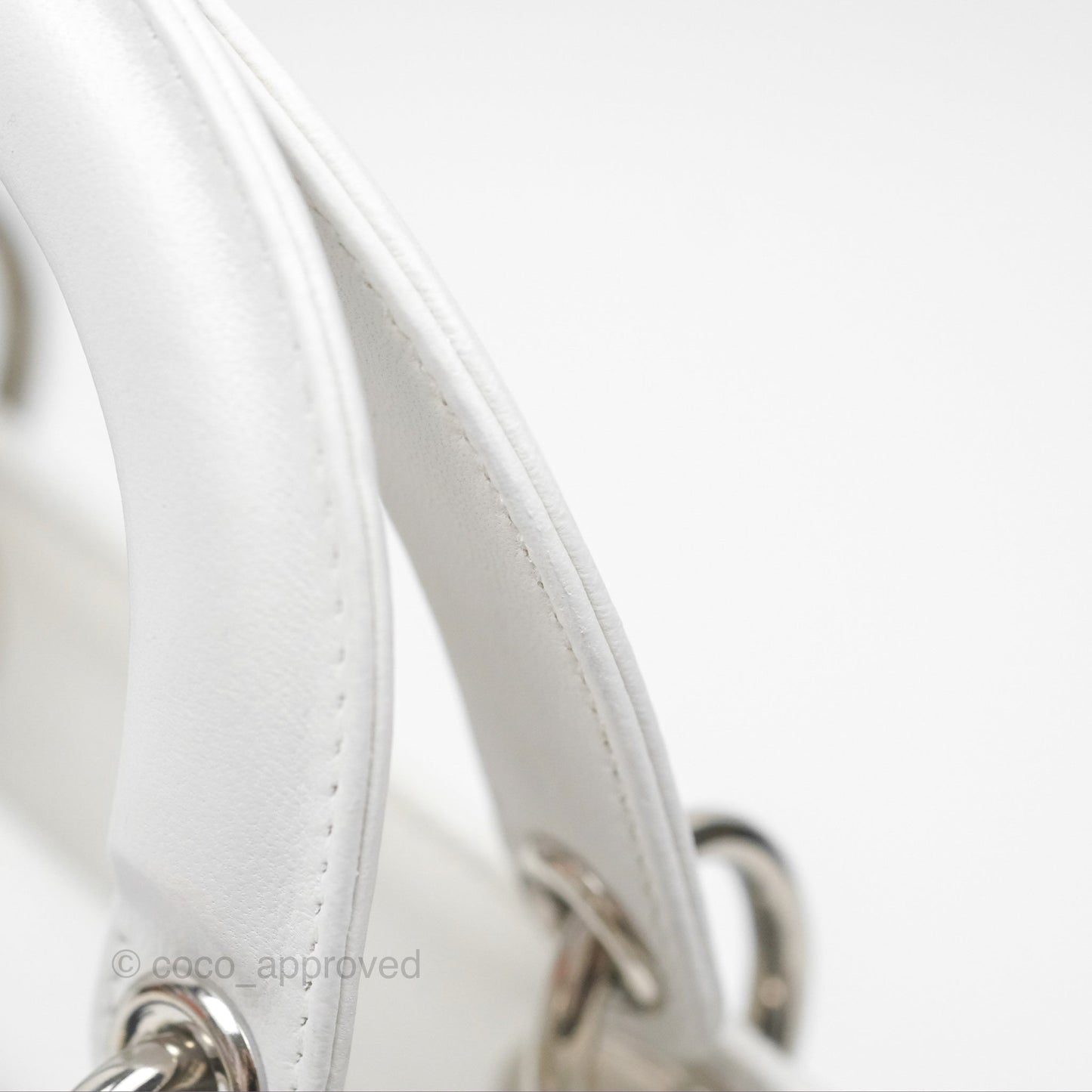 Christian Dior Cannage Mini Lady Dior White Silver Hardware